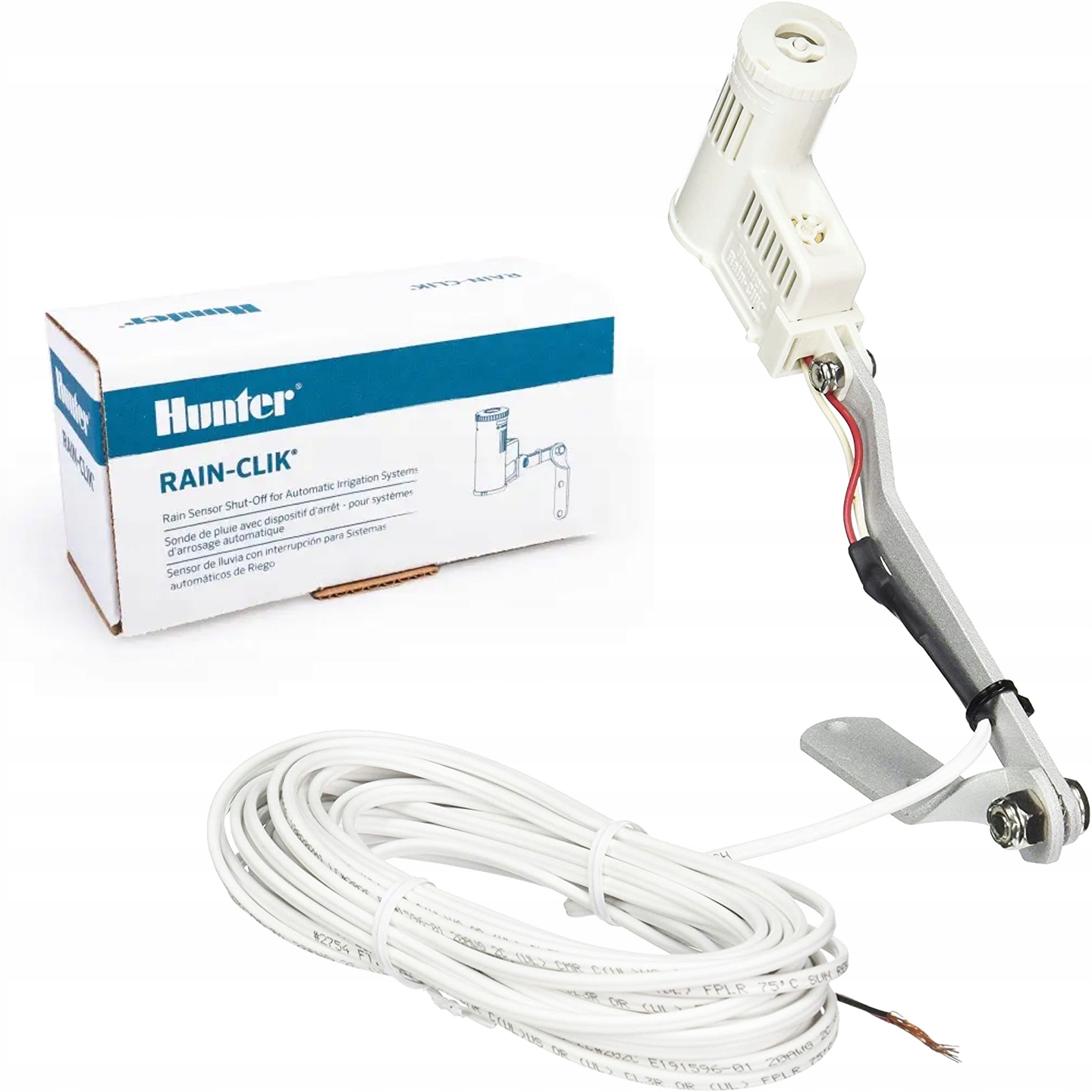 Senzor Dešťových Srážek Hunter Rain Click Spínač Zavlažování 7 M Kabelu