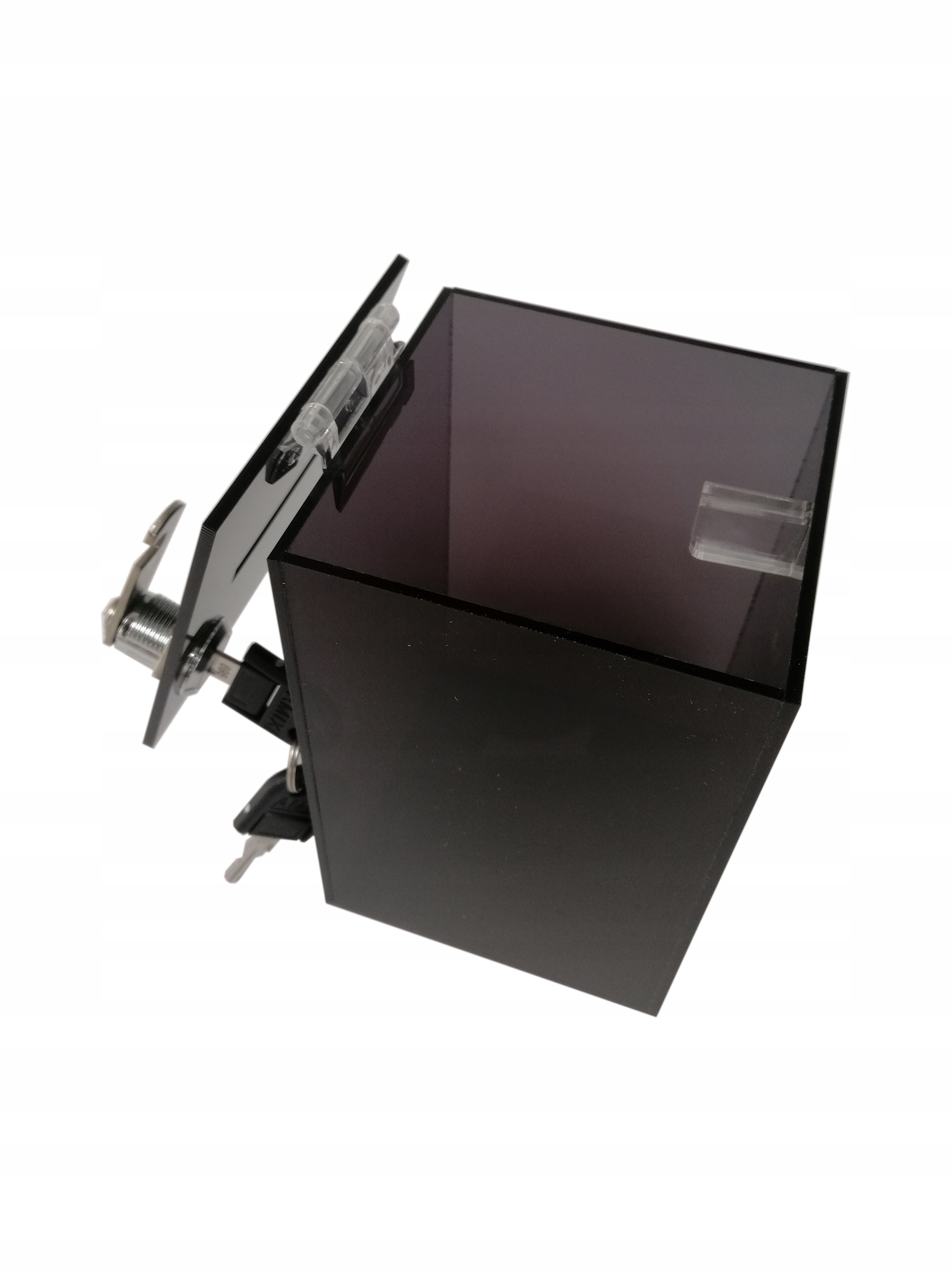 SKARBONKA URNA ciemna dymiona KUBIK z plexi PMMA Długość (cm) 10