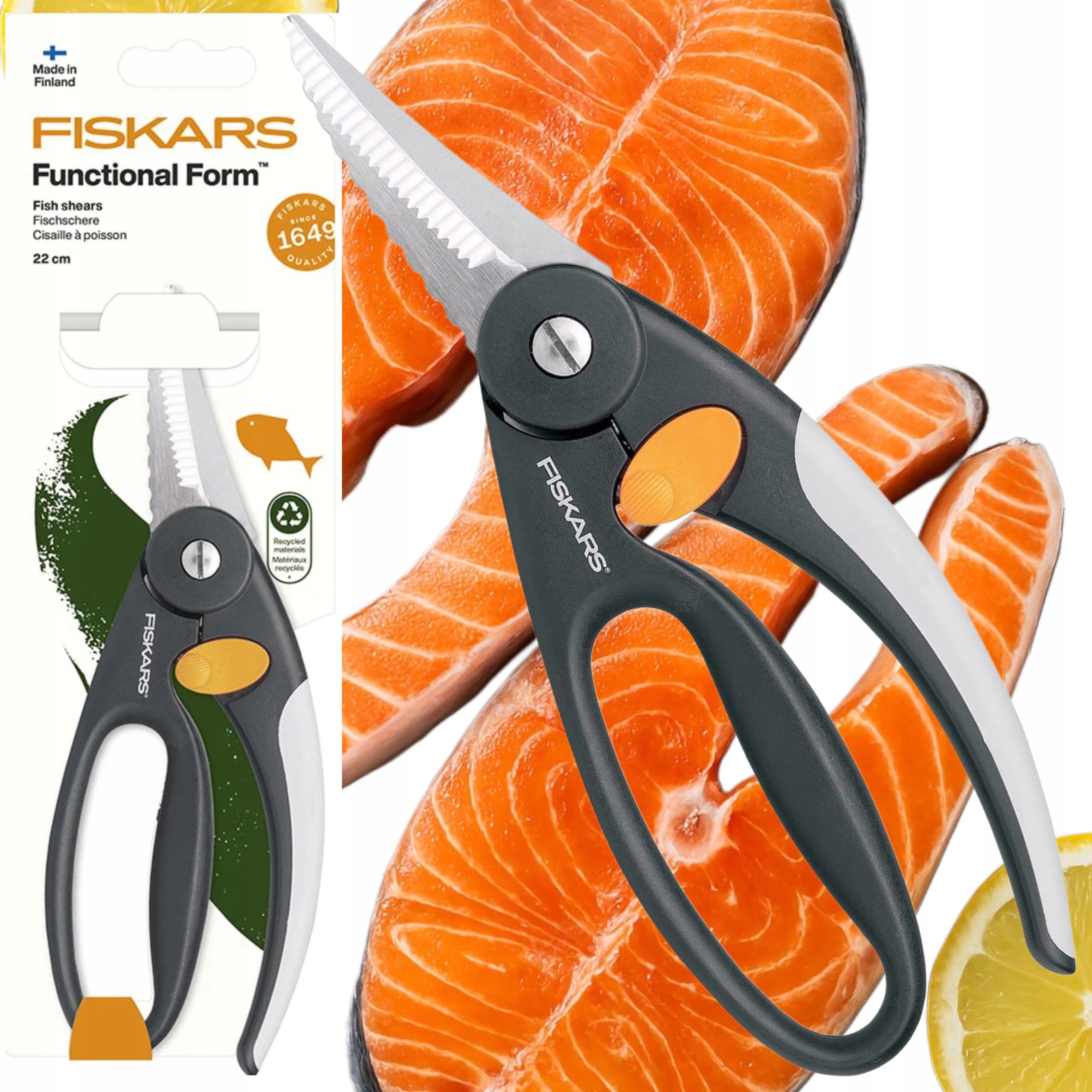 Fiskars Functional Form Nůžky Na Ryby 22 CM Ocel 53 Hrc Softouch Zámek