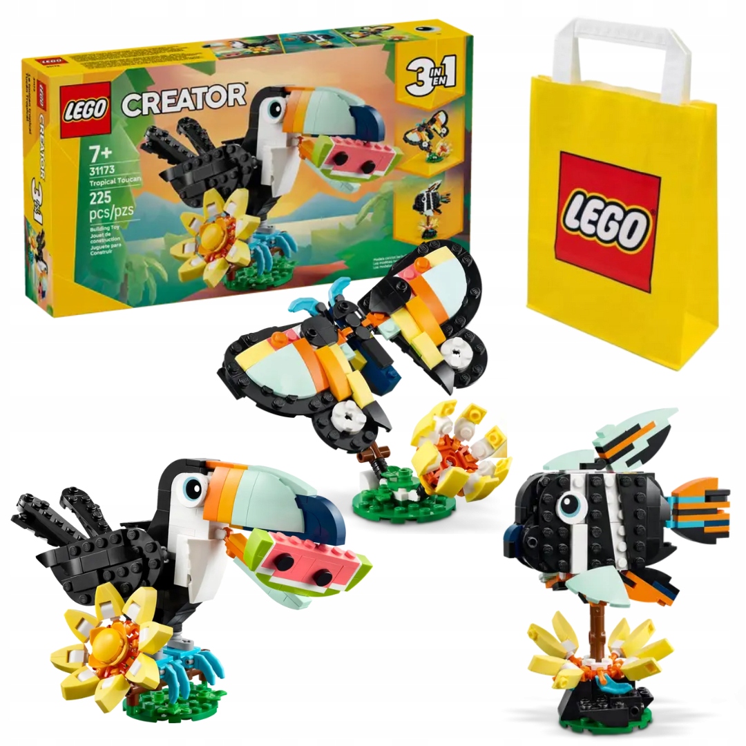 Lego Creator 3w1 Dzikie zwierzęta Tropikalny Tukan Ryba Motyl 31173 3in1