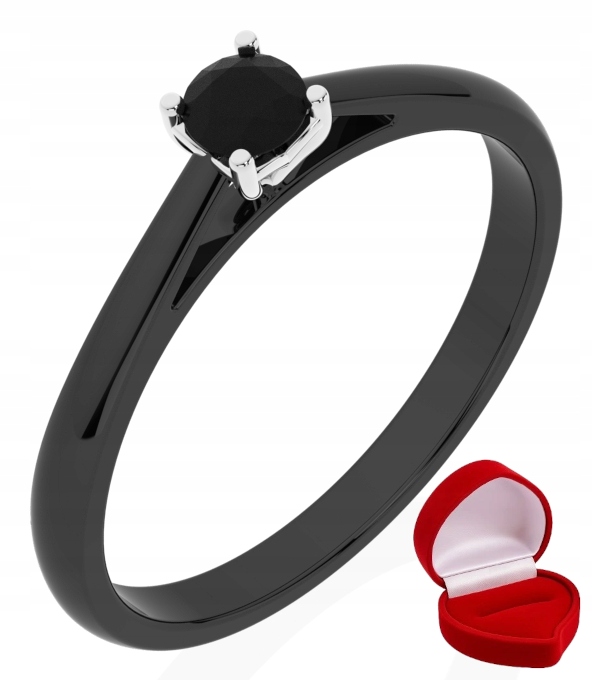 Prstýnek, černé zlato, černý diamant 0,14 ct R22