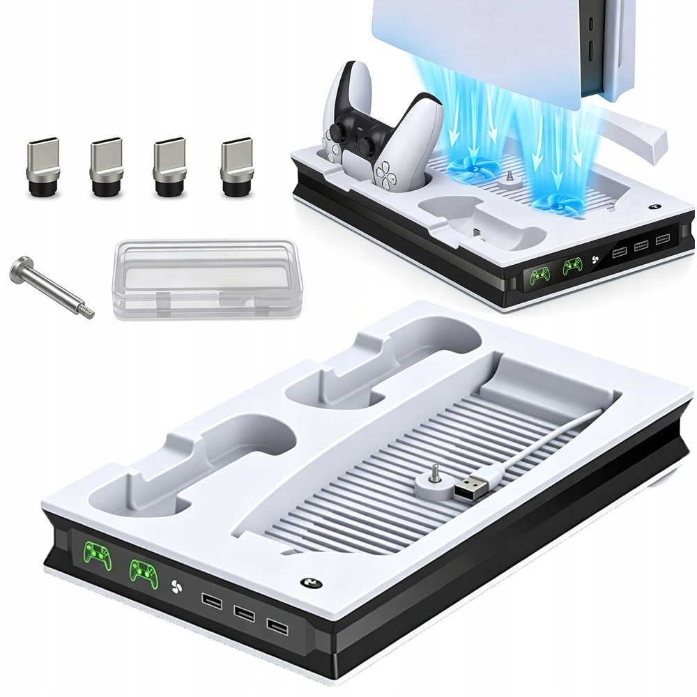 2W1 Podstawka Chłodząca Ładowarka Do Padów PS5 Slim, Standard, Pro