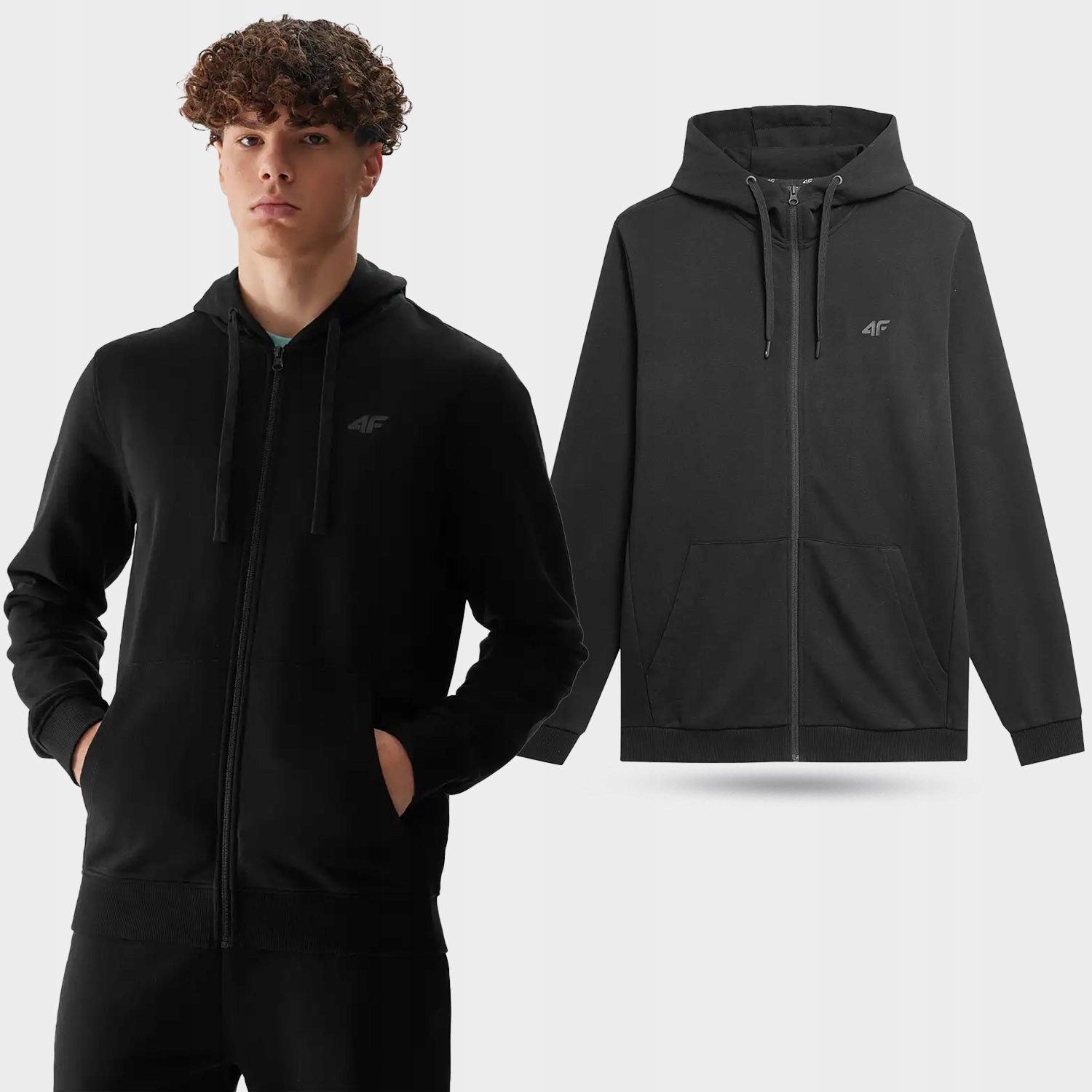 BLUZA MĘSKA 4F BAWEŁNIANA Z KAPTUREM ROZPINANA SPORTOWA KIESZENIE SS240951 Rozmiar M