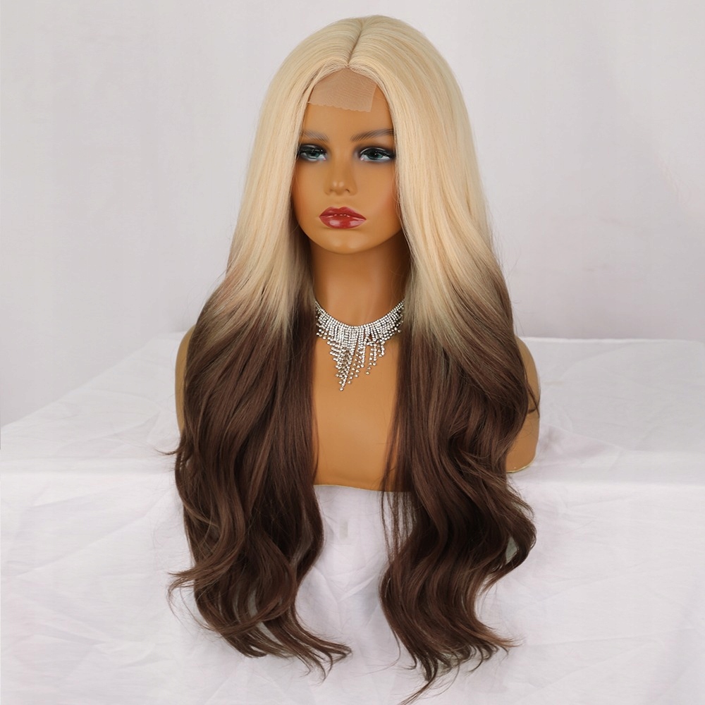 Blond paruka se síťkou a hnědými konečky (lace front)