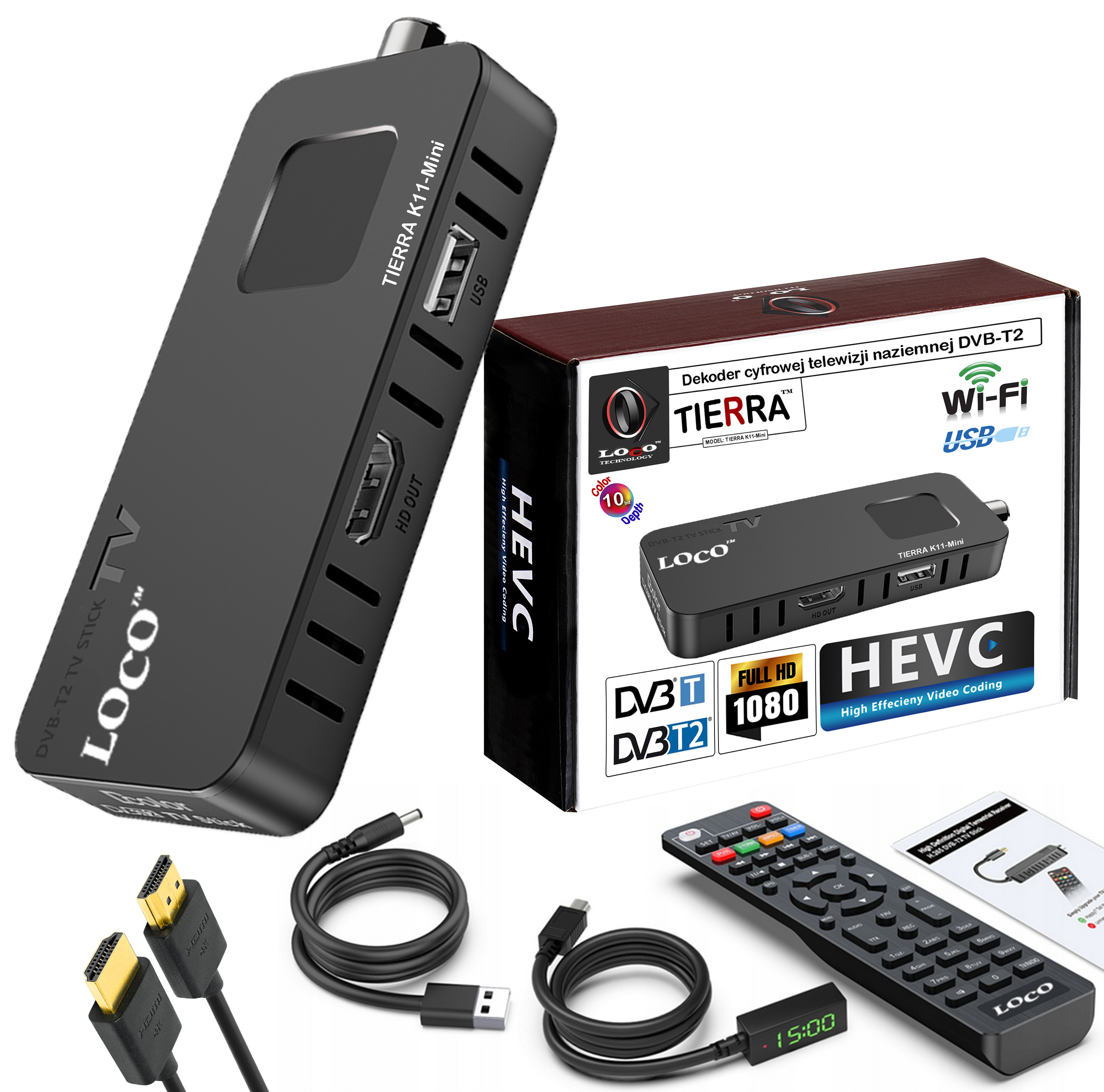 

Mini Dekoder Tuner DVB-T2 Loco Hevc Hdmi DD+ Wifi