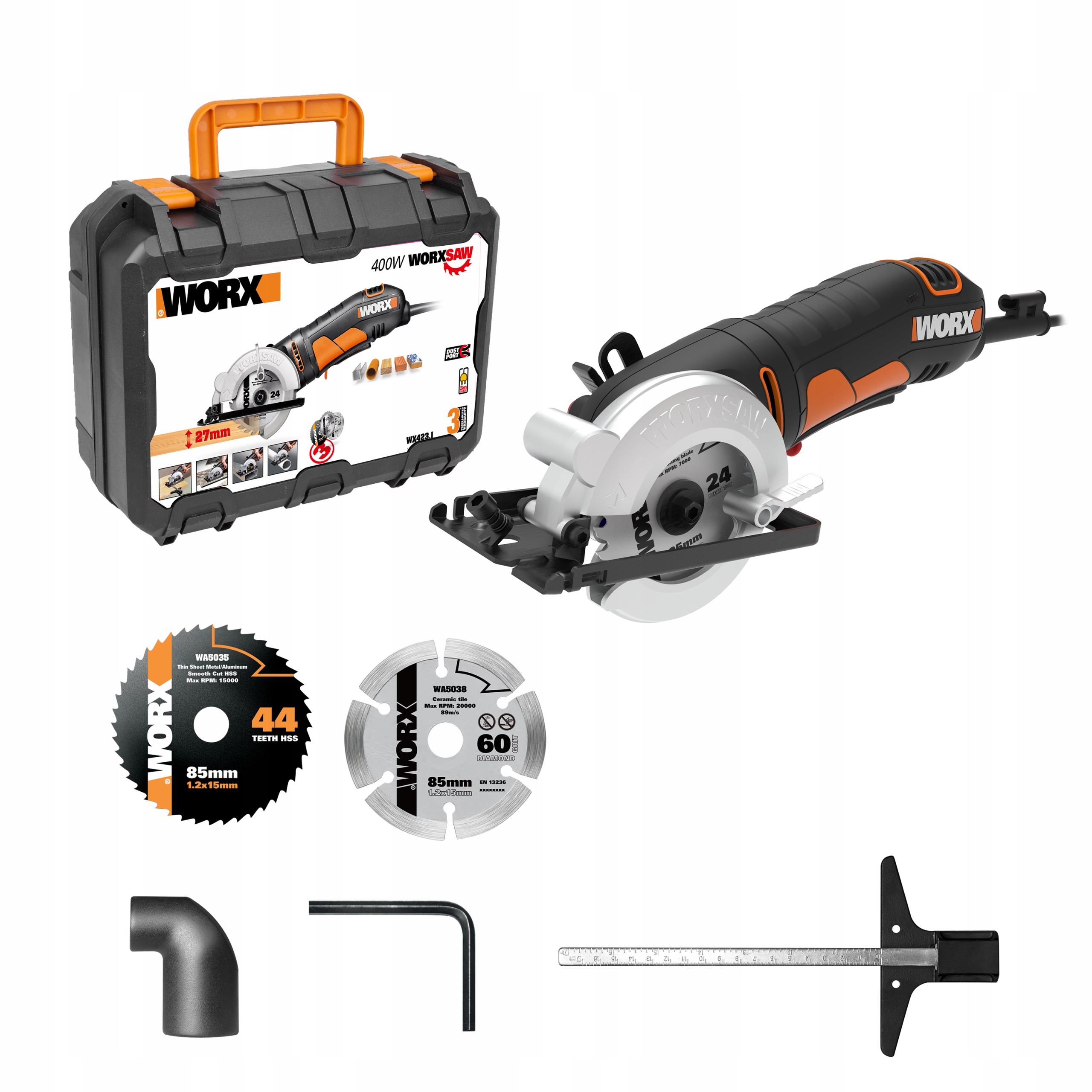

Pilarka tarczowa Worx WX423.1 400W tarcza 85mm