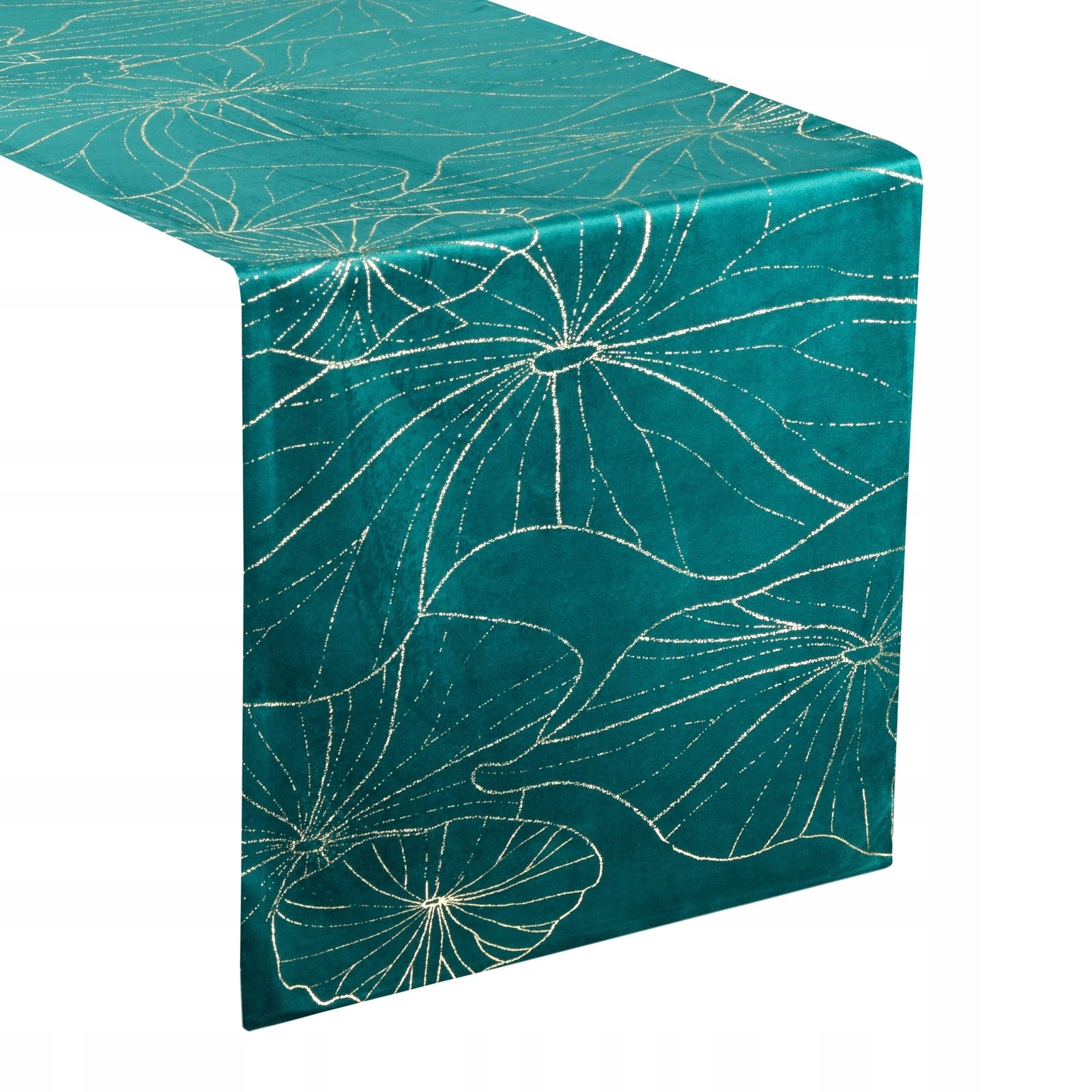 

Bieżnik welwet wzór liści lilii 35X220 C. turkus