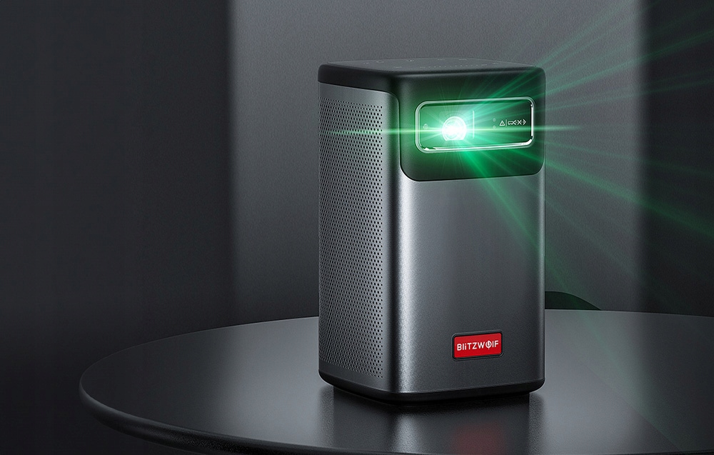 BLITZWOLF PRZENOŚNY MINI RZUTNIK PROJEKTOR LED 4K WIFI ANDROID BT GŁOŚNIKI Złącza Audio OUT HDMI USB USB typ C