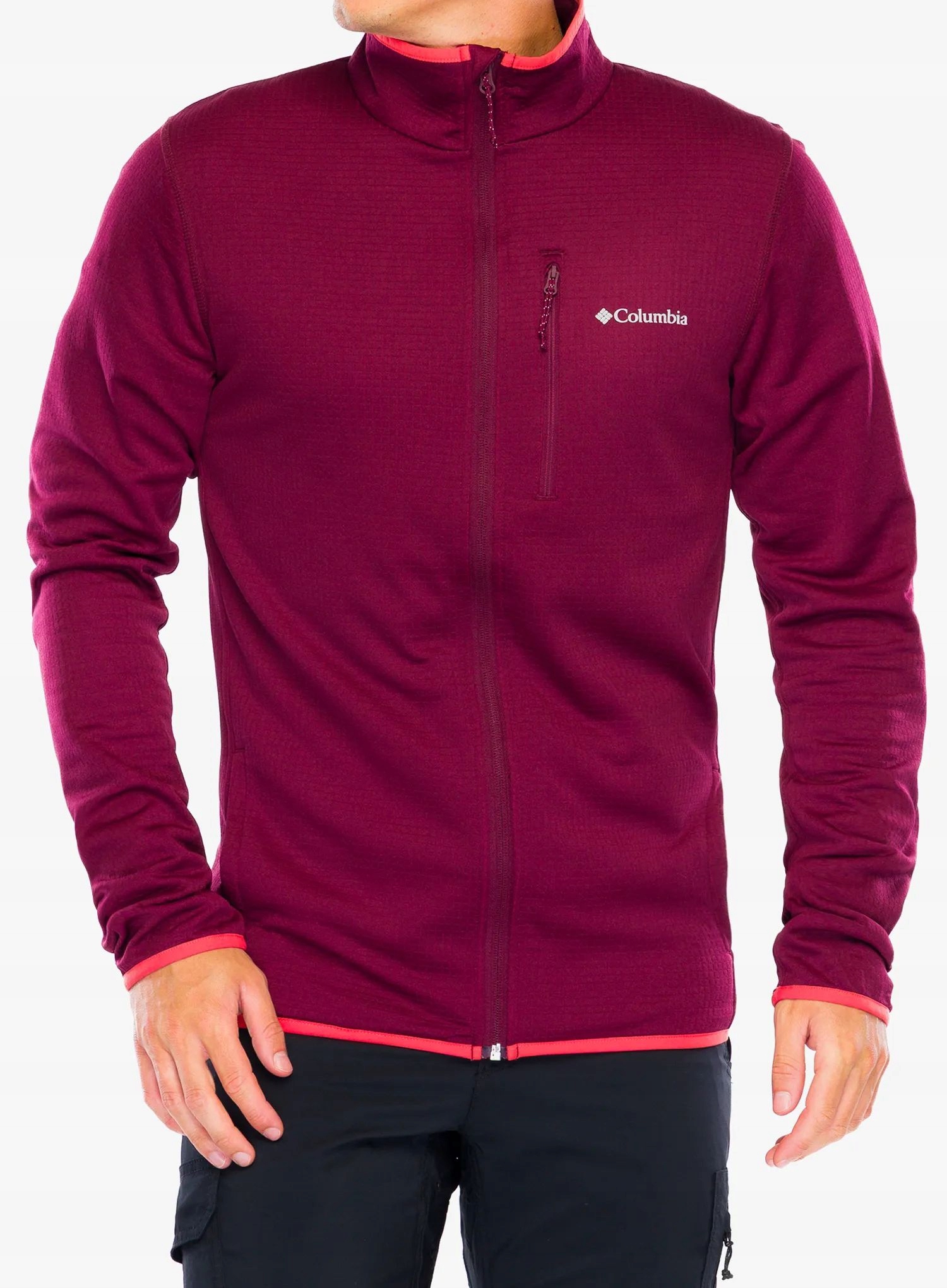 Rozepínací mikina Columbia Essential Hike Grid Fleece Full Zip rich wine XL