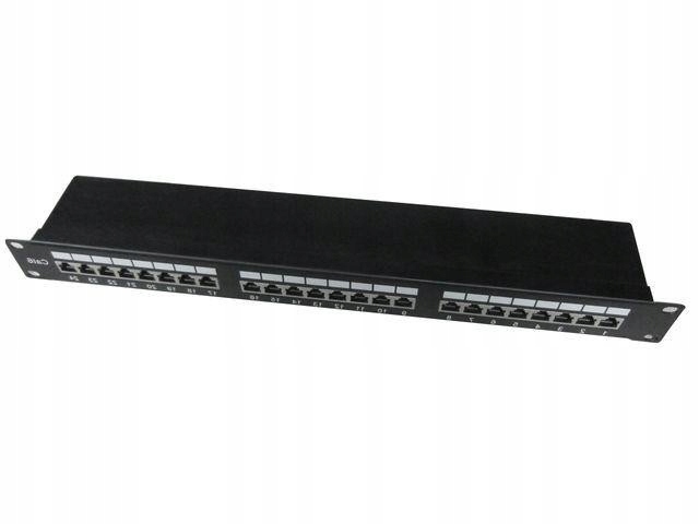 Patch Panel 24 Porty 1U 19'' Kat.6 ekran z funkcją organizacji kabli