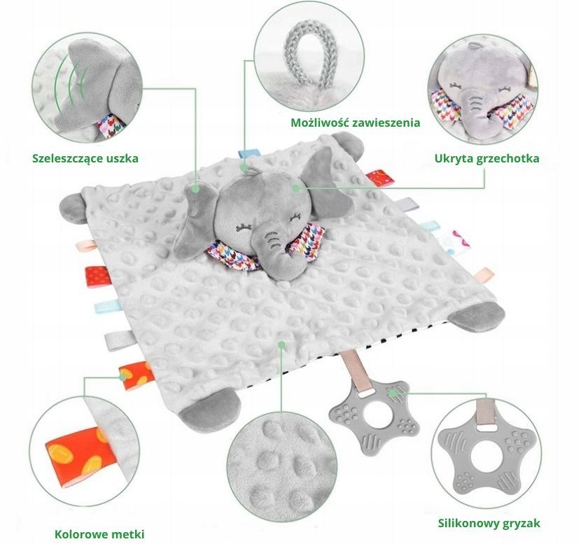 MASKOTKA SENSORYCZNA SZELESZCZĄCA METKI SŁONIK Kod producenta KX4612