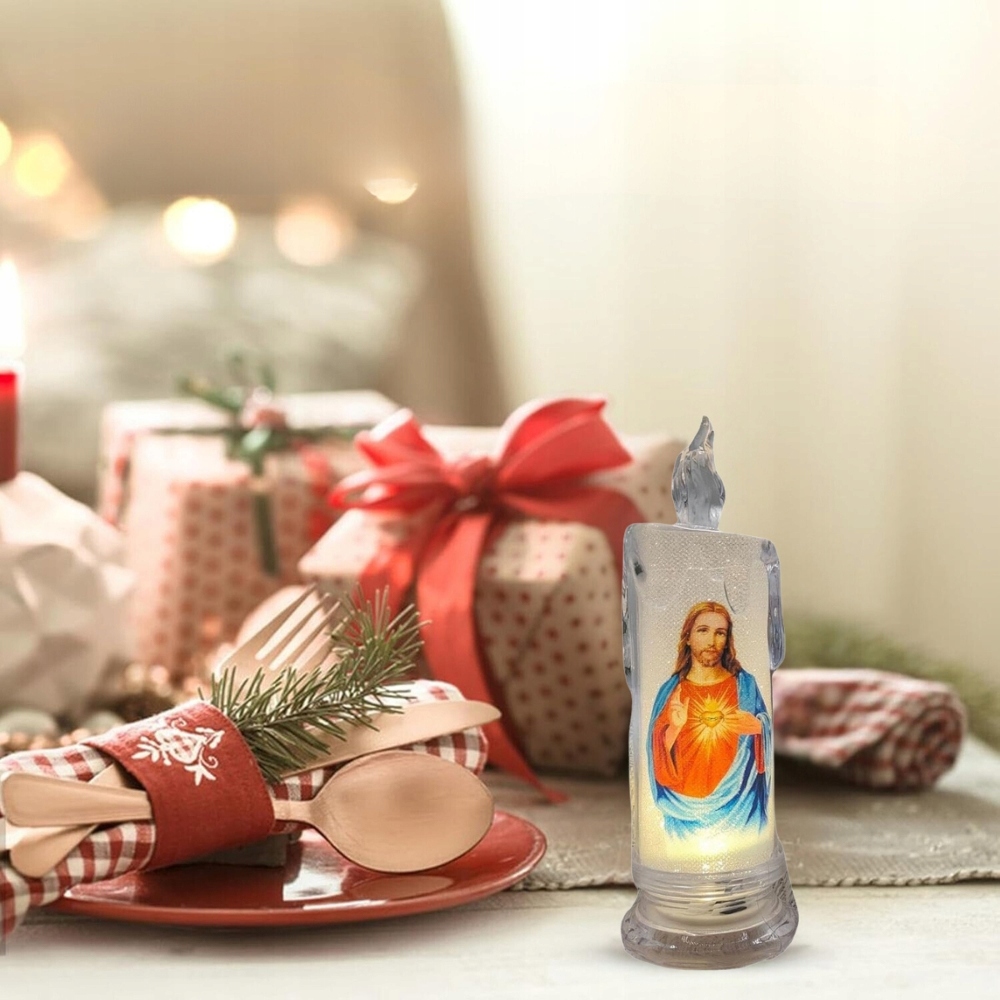 ZNICZ LED 18,5 CM JEZUS Z SERCEM ŚWIECA ŚWIECZKA LAMPKA PRZENOŚNA BATERIE Rodzaj znicz