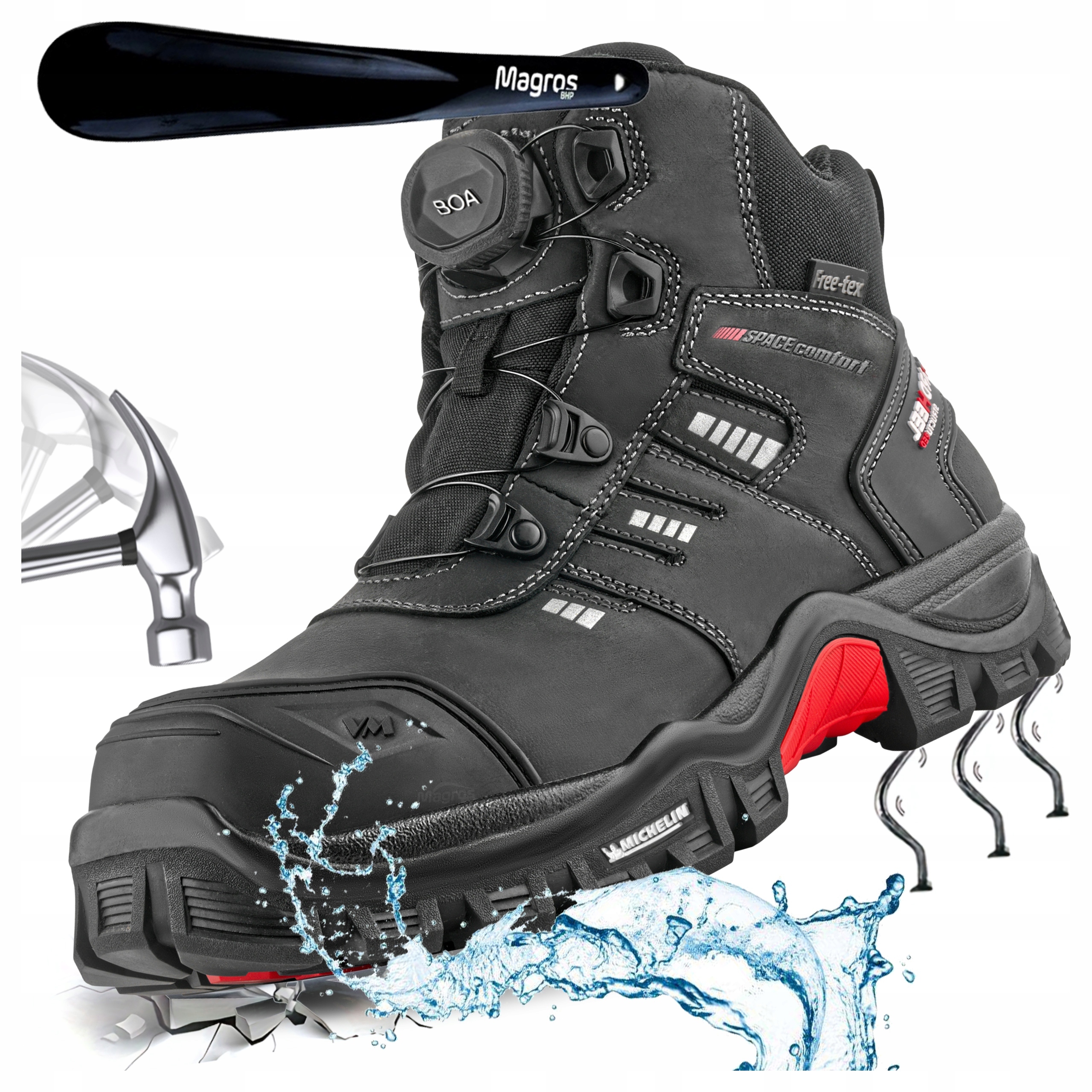 Buty Robocze Męskie Trzewiki Ochronne Bhp VM Michelin Buffalo S3 Hro Boa 44