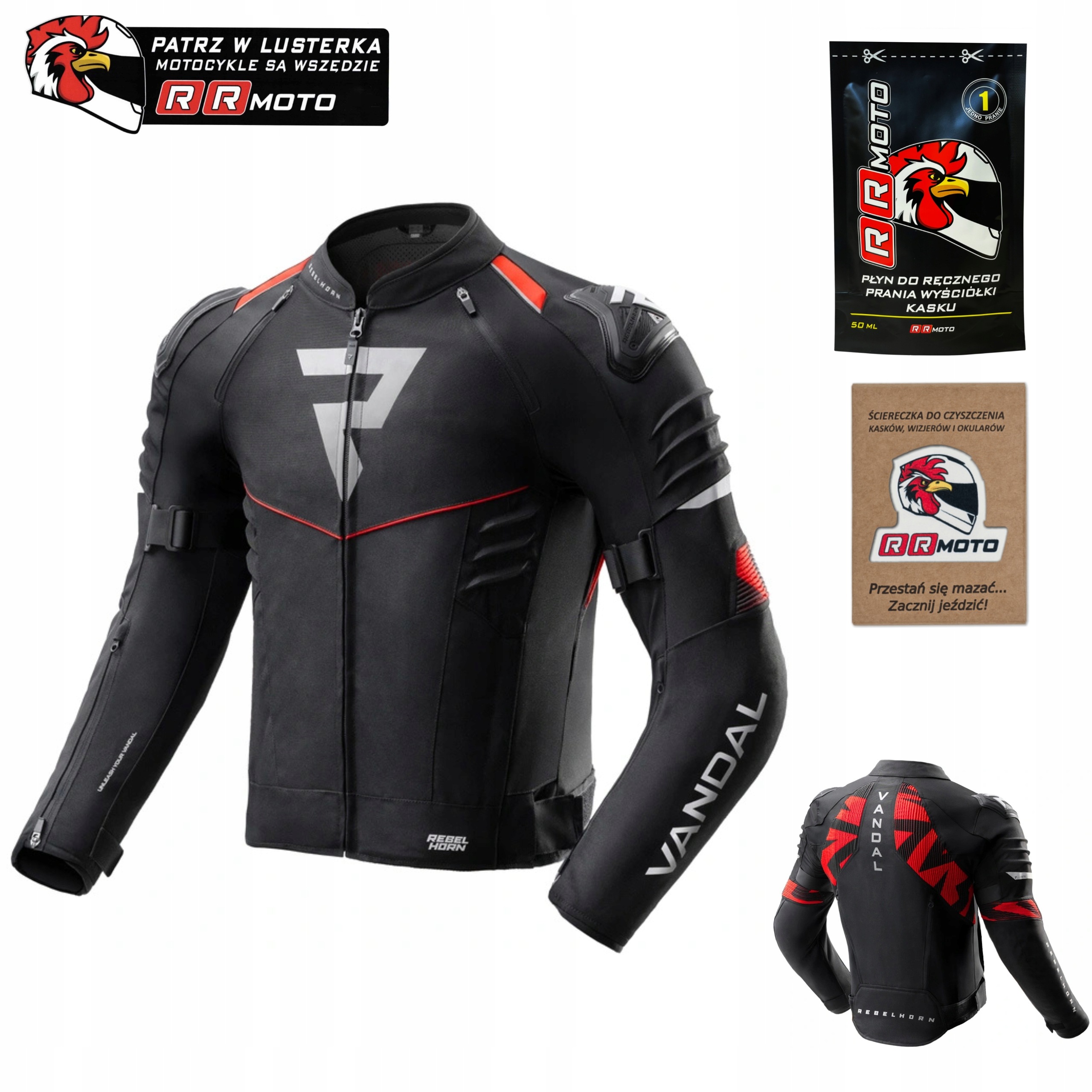 Motocyklová bunda Rebelhorn Vandal 2 Black/red čierna červená Darčeky
