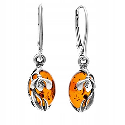 Stříbrné Náušnice z přírodního baltský jantar, dlouhé závěsné, ze Stříbra 925