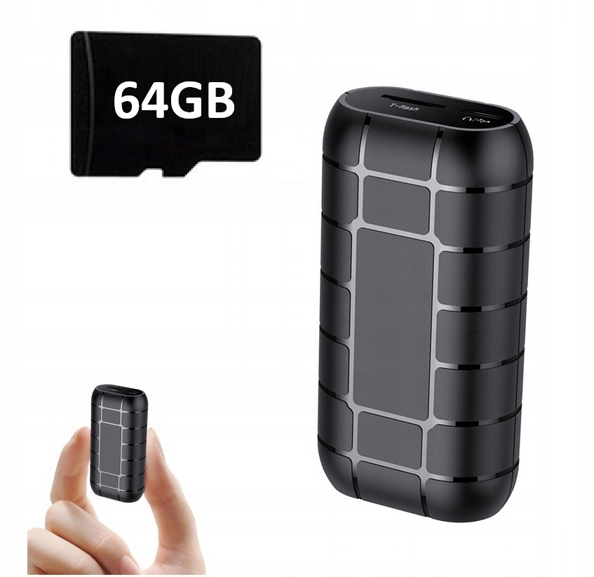 Profesionální Magnetický Diktafon Mini Špionážní Odposlech MP3 64GB