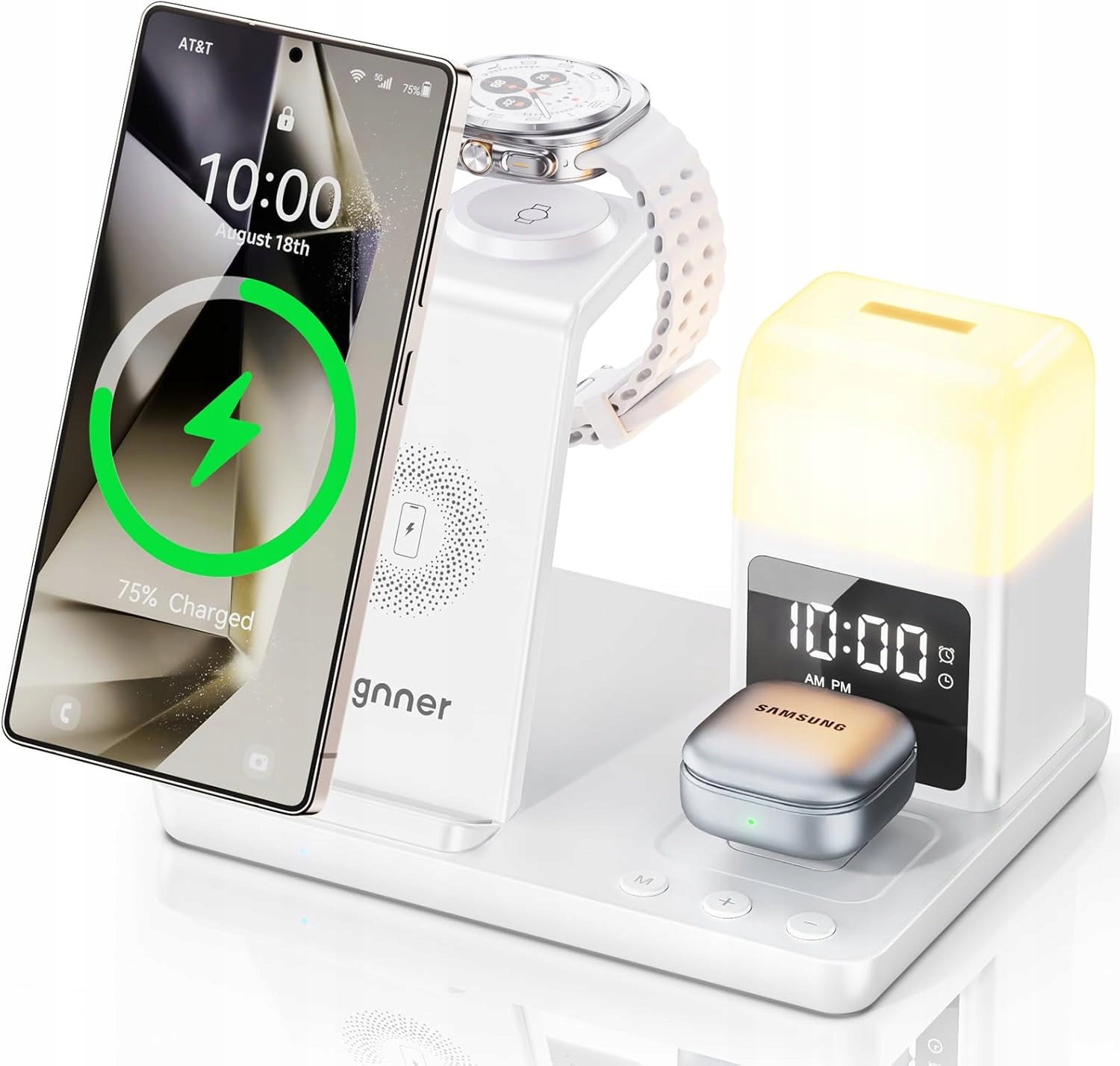 Stacja Ładująca Indukcja Do Akcesorii Samsung 6w1 15W Lampka Budzik Biała