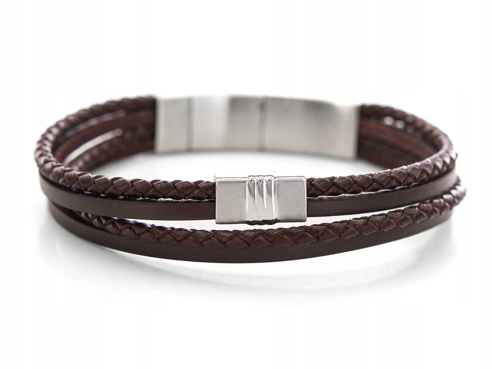 Pánský Náramek Fossil JF02934040 Hnědý Kožený Casual S Řemínky
