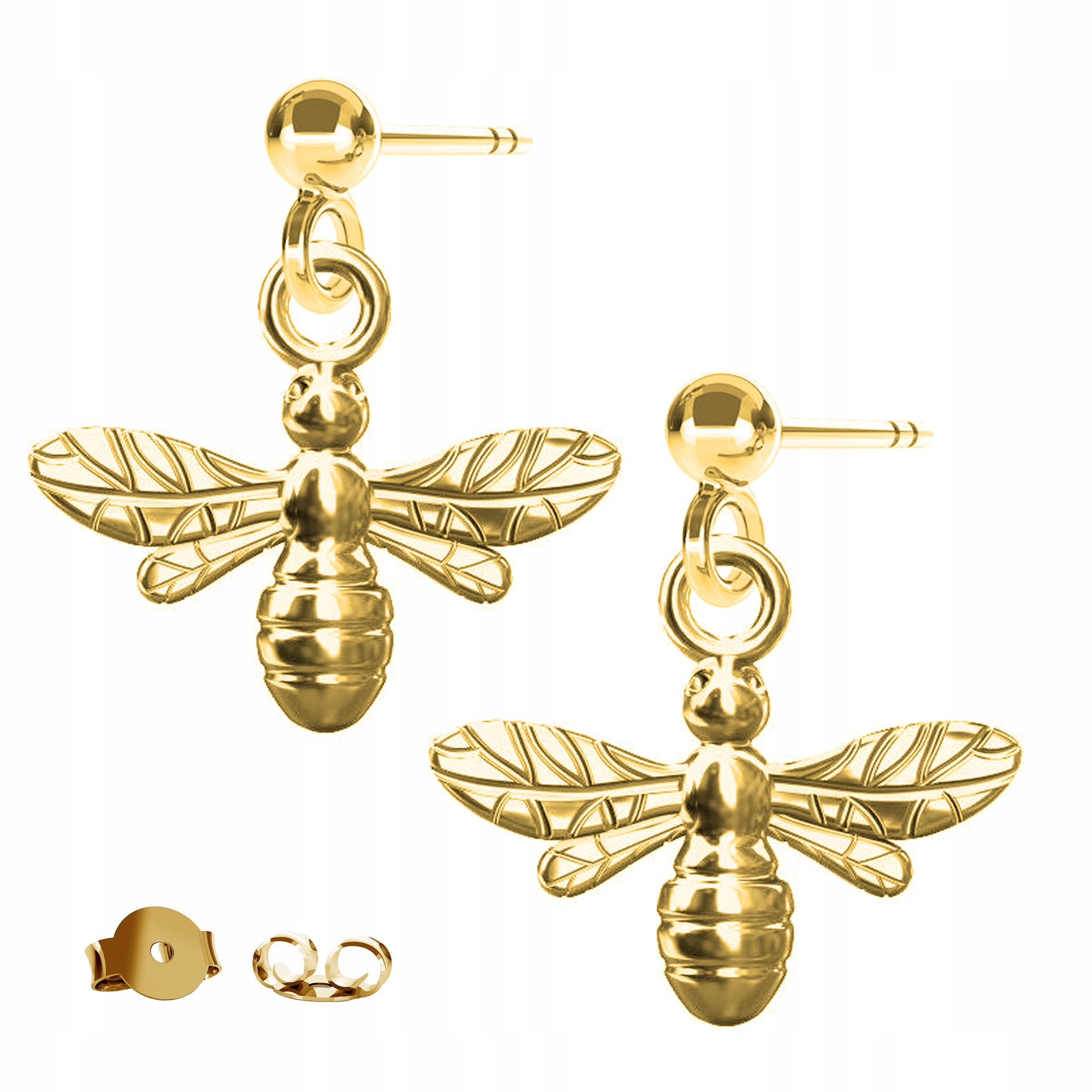 Náušnice zlaté Včela Hmyz 925