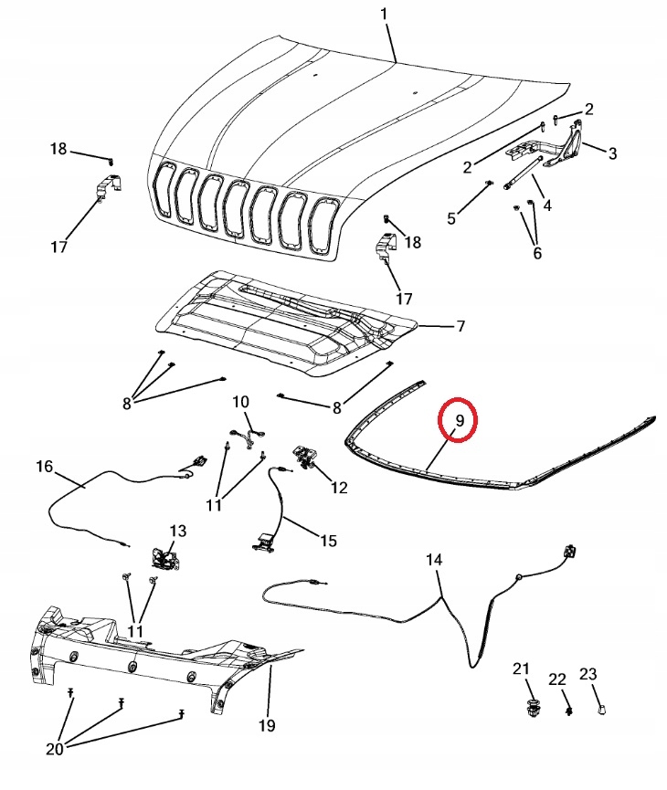 ПРОКЛАДКА КАПОТА JEEP CHEROKEE KL 68103103AB