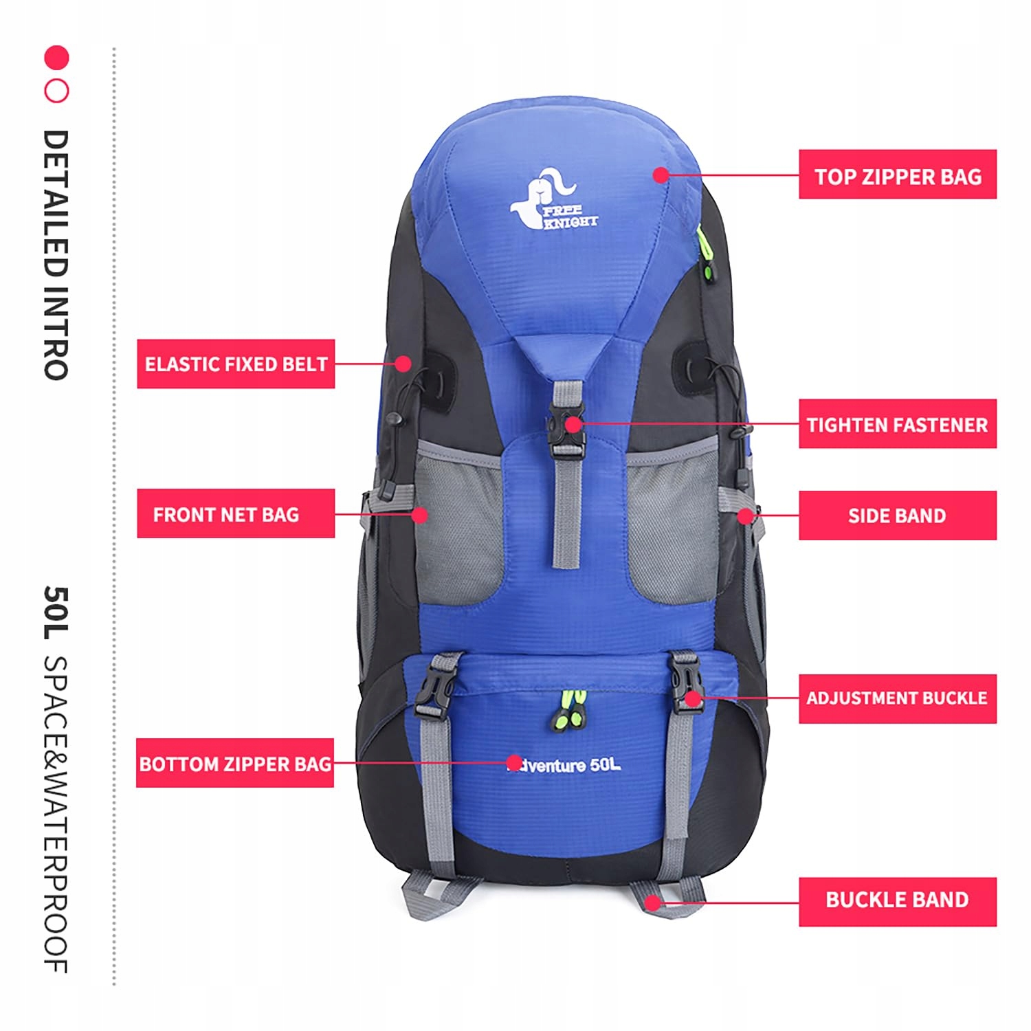 Lekki Wodoodporny Plecak 50L Na Wspinaczkę i Camping — miniatura 5