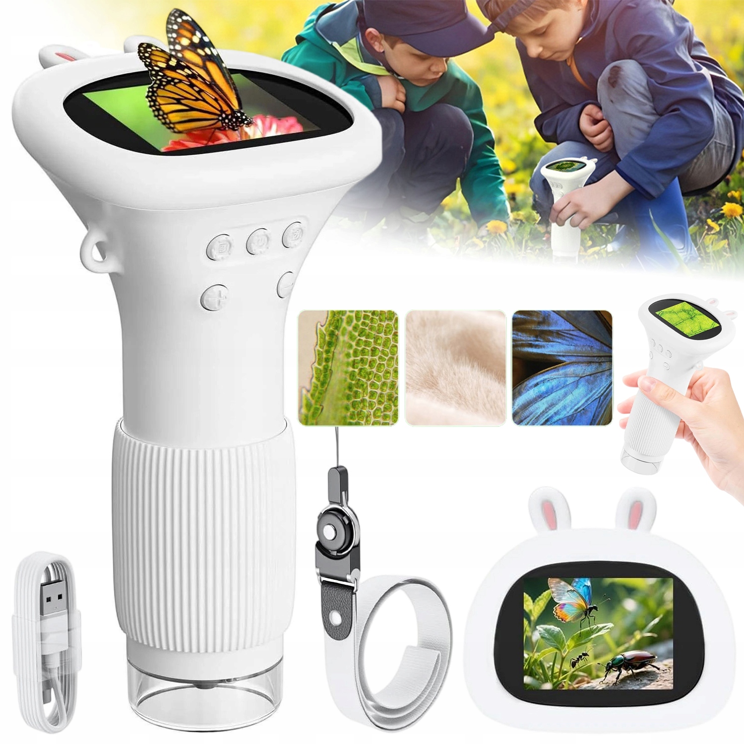 Sada Digitálního Mikroskopu Led Obrazovka Hd 1000X Vzdělávací Kapesní Usb