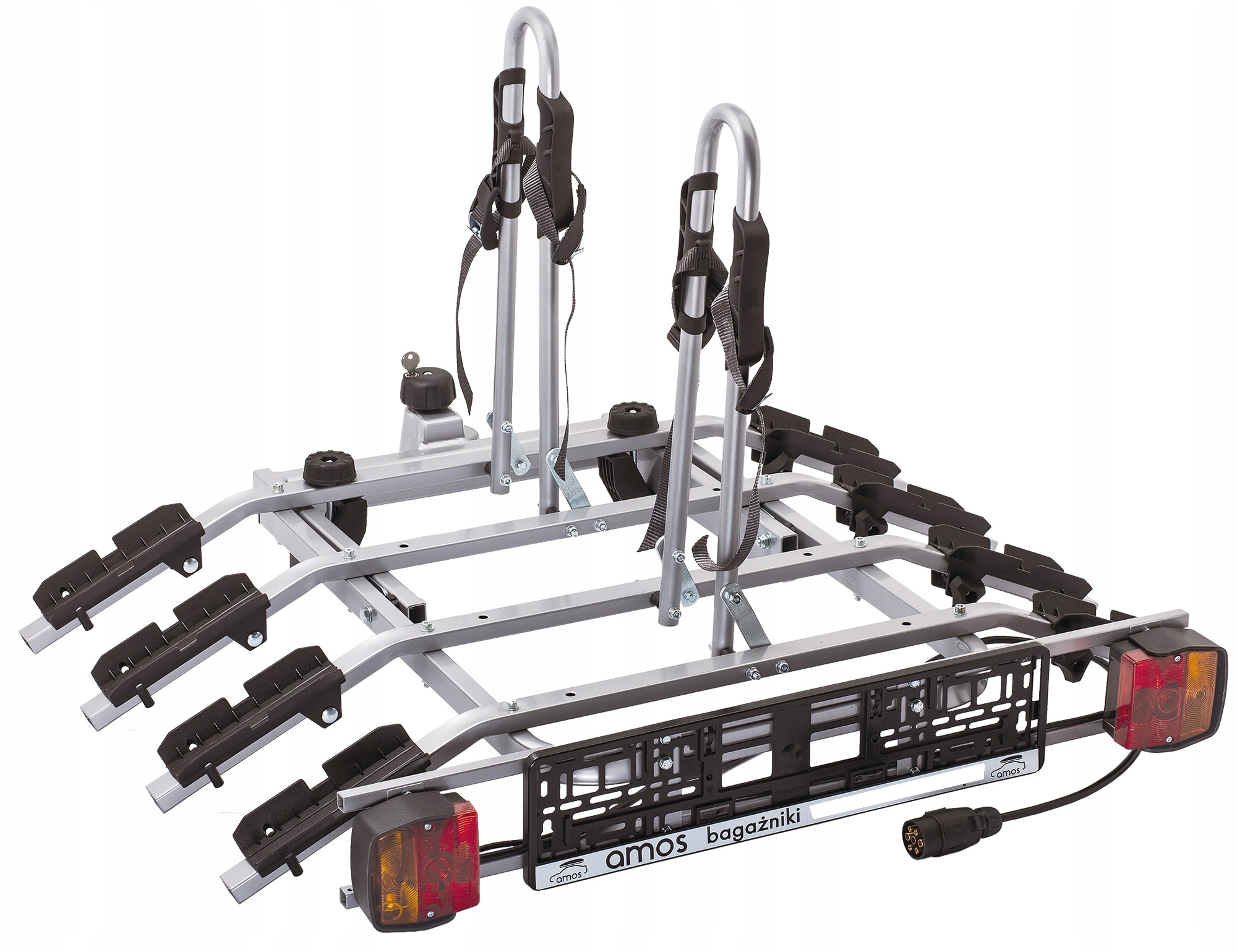 Bagażnik uchwyt rowerowy na hak 4 ROWERY Amos TYTAN PLUS 75kg 7pin UCHYLANY