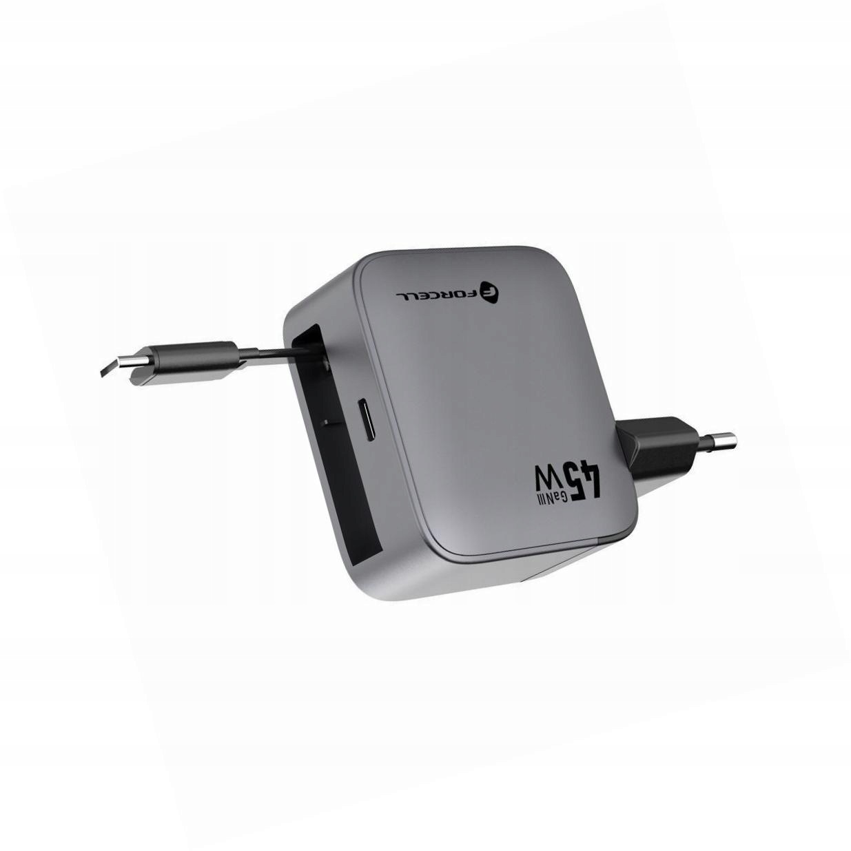 Szybka ładowarka 45W GaN Usb-c zwijany kabel szara do Samsung Galaxy M34 5G