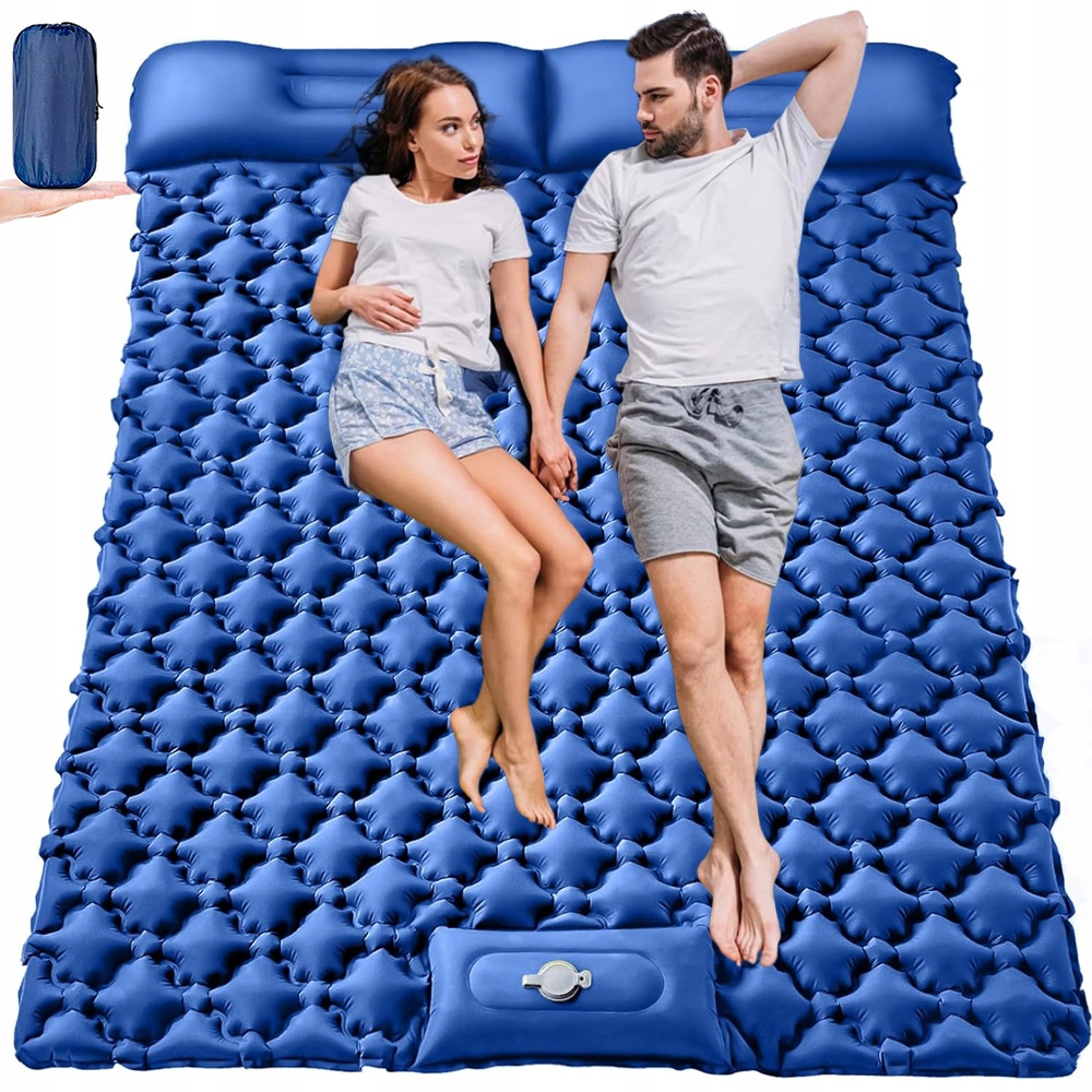 Mata Samopompująca Dwuosobowa Materac 200*120 Na Kemping Trwały Z Poduszką