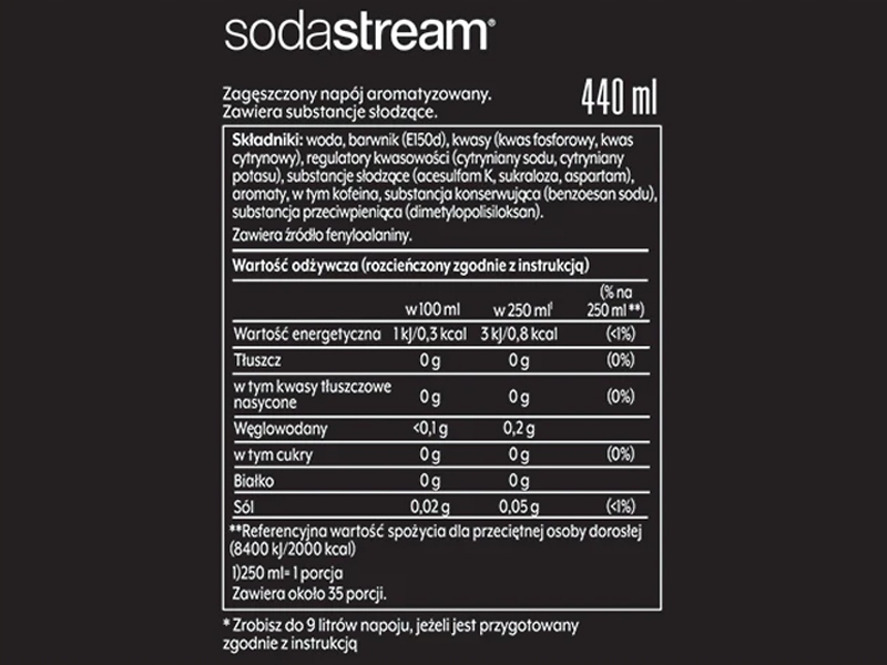 3x SYROP KONCENTRAT PEPSI MAX DO SATURATORA SODASTREAM 9L NAPOJU z 440ml Pojemność 440 ml