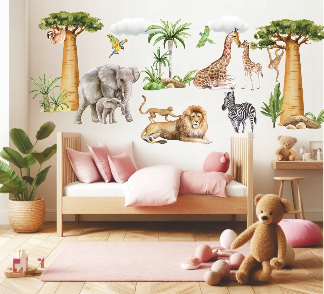 NAKLEJKA NA ŚCIANĘ SAFARI ZWIERZĘTA 50x100cm SF4 Długość 50 cm