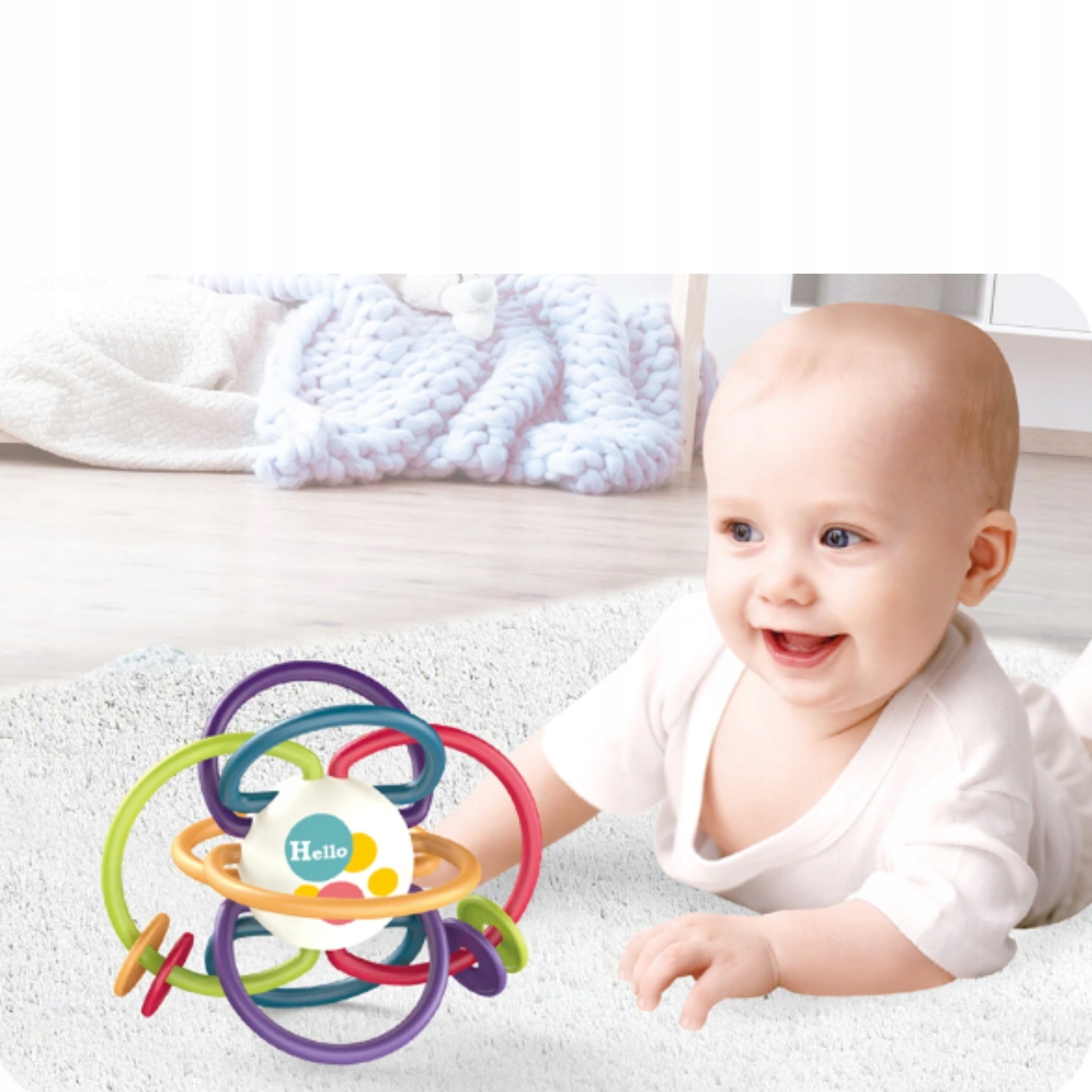 KULA SENSORYCZNA KORALIKI GRZECHOTKA GRYZAK BALL ZABAWKA DLA NIEMOWLĄT Marka inna