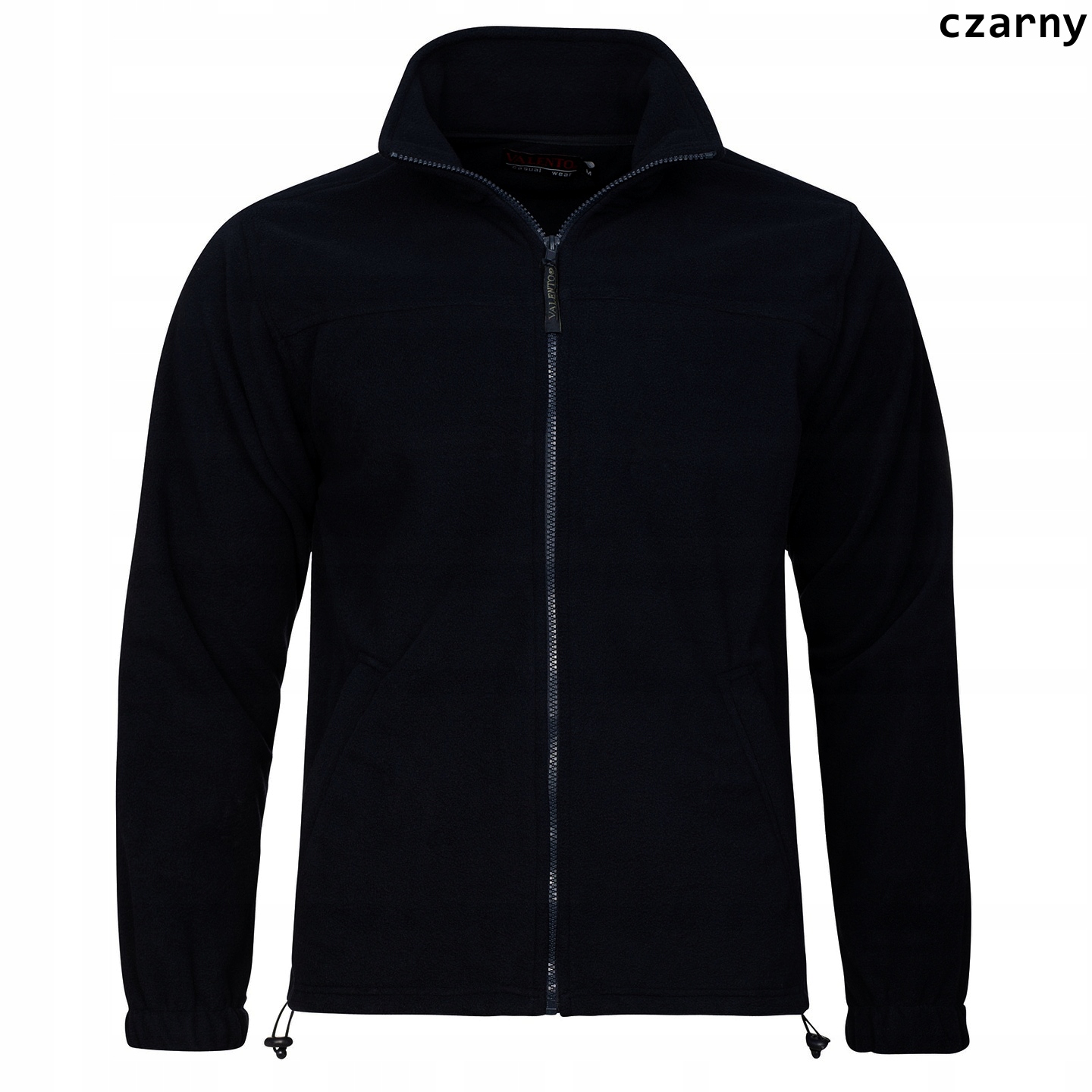Gruby Męski Rozpinany Polar Kieszenie na Zamek Bluza 300g Czarny r. 4XL