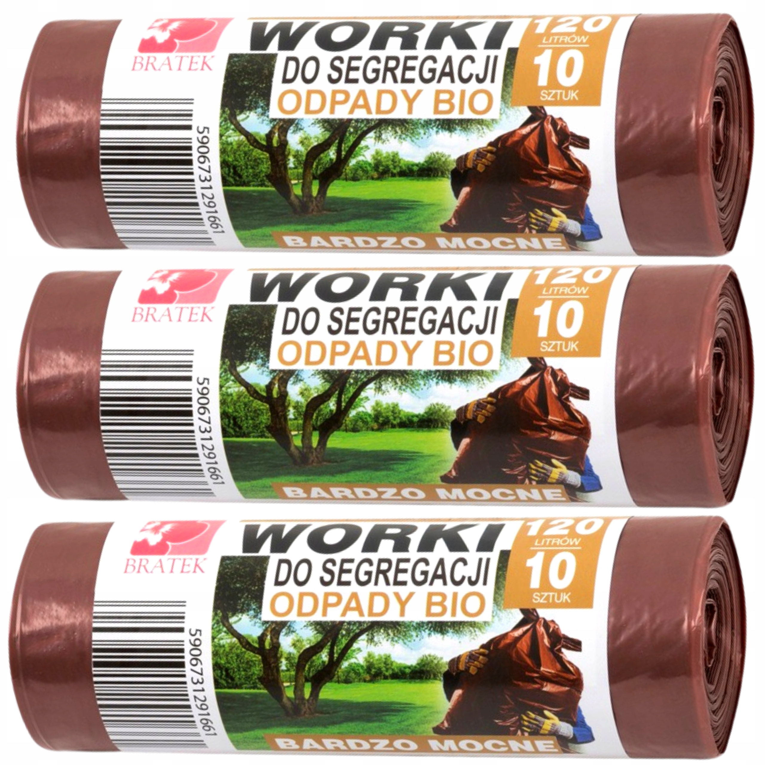 

Worki do segregacji śmieci Brązowe odpady Bio 120L