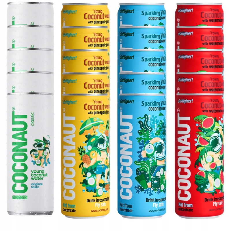 Woda Kokosowa Izotonik Naturalna Zestaw MIX Smaków Coconaut 20x 320 ml