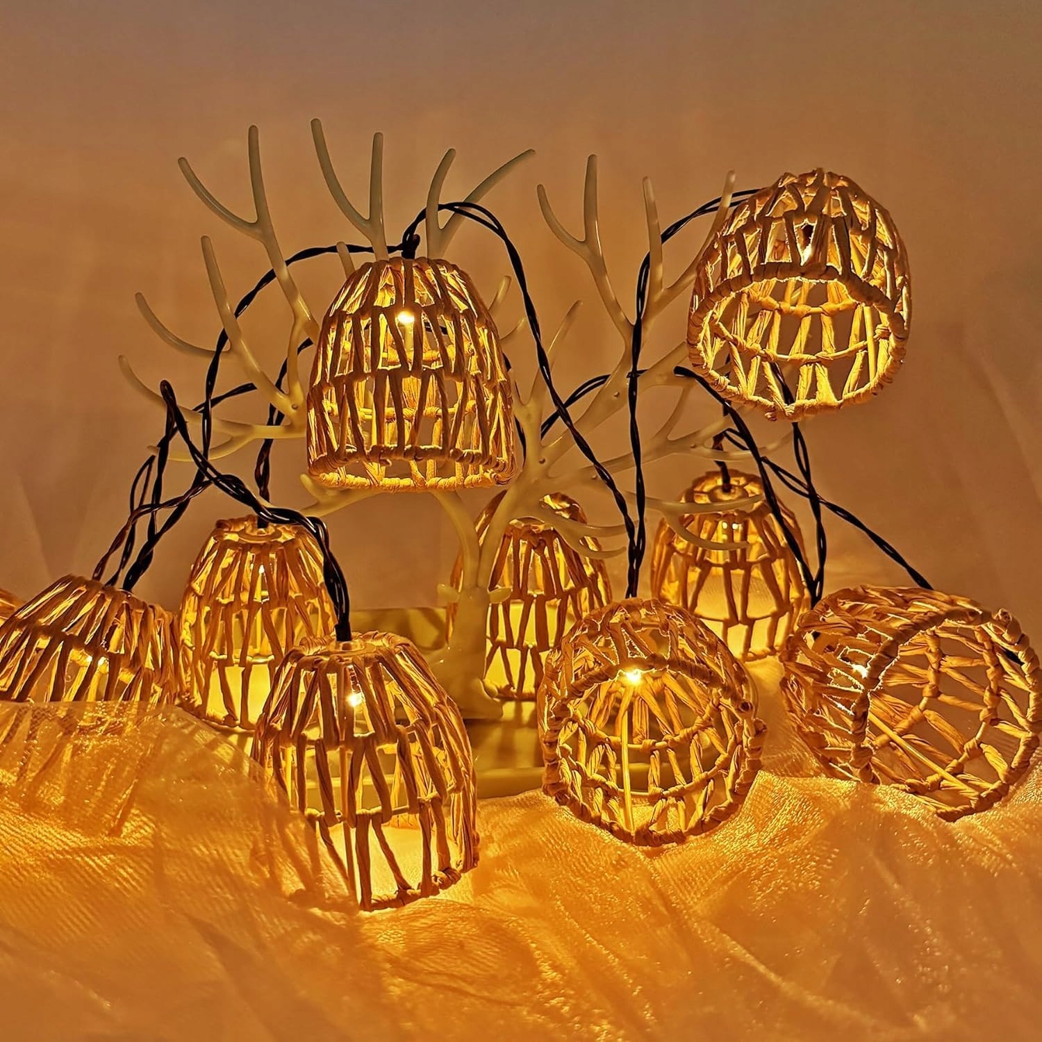 SHENGRUILI Wodoodporna Lampa LED Rattankula na Balkon Ogród Party — miniatura 4