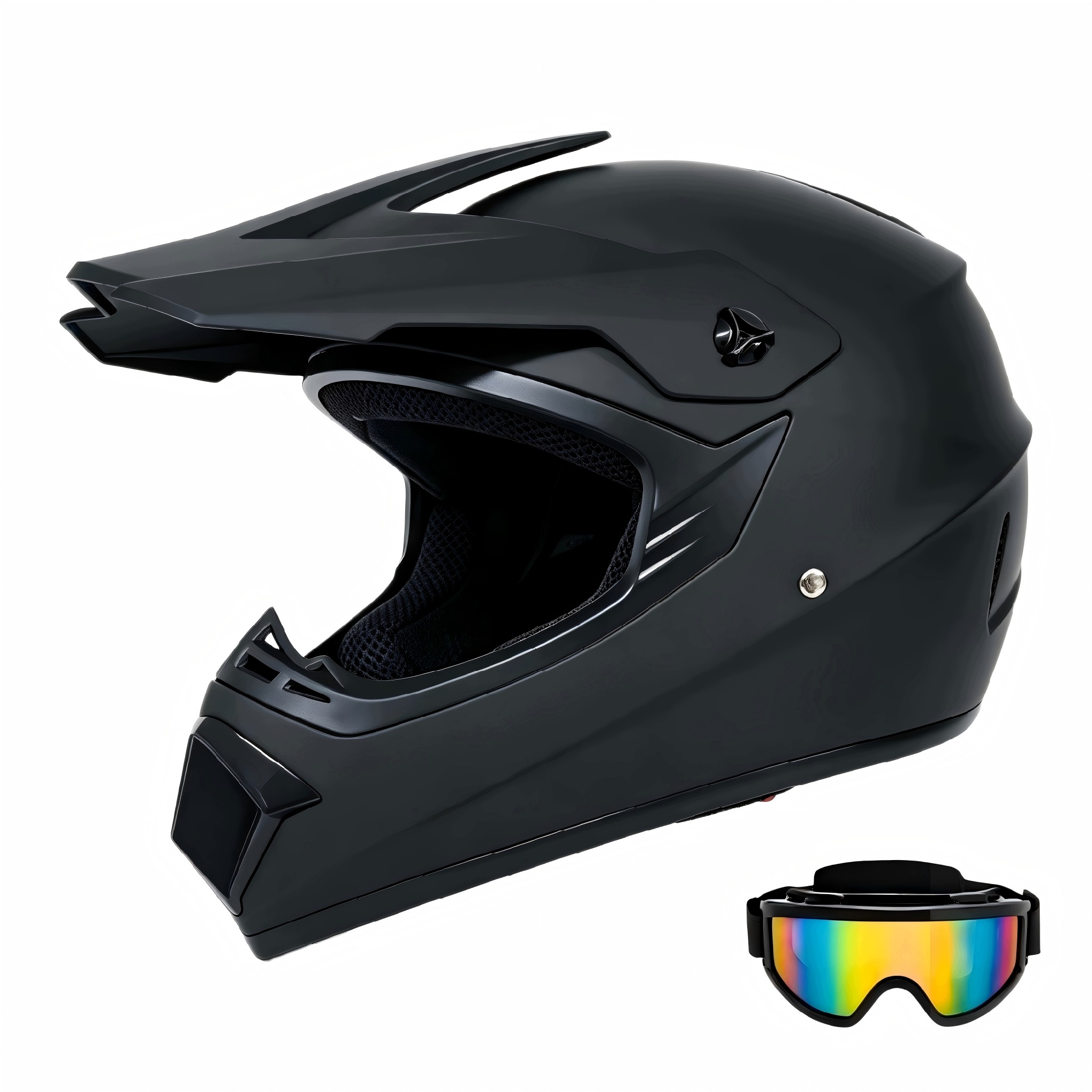 Kask Motocyklowy Crossowy Lekki Enduro Gogle Rozmiar M (55-56 cm)