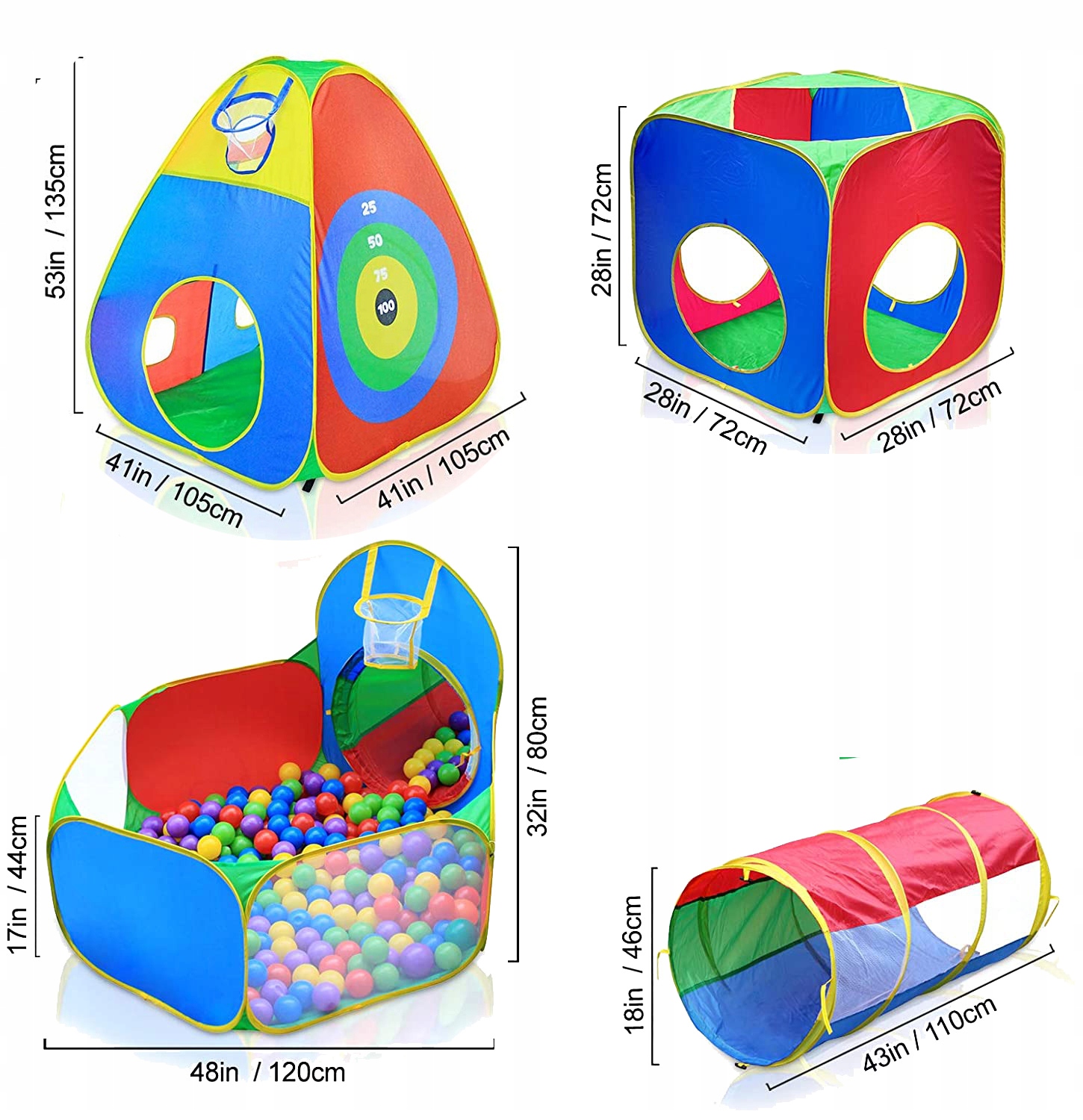 Namiot dla dzieci z tunelami 5w1 + tarcza Kod producenta HT2C5347