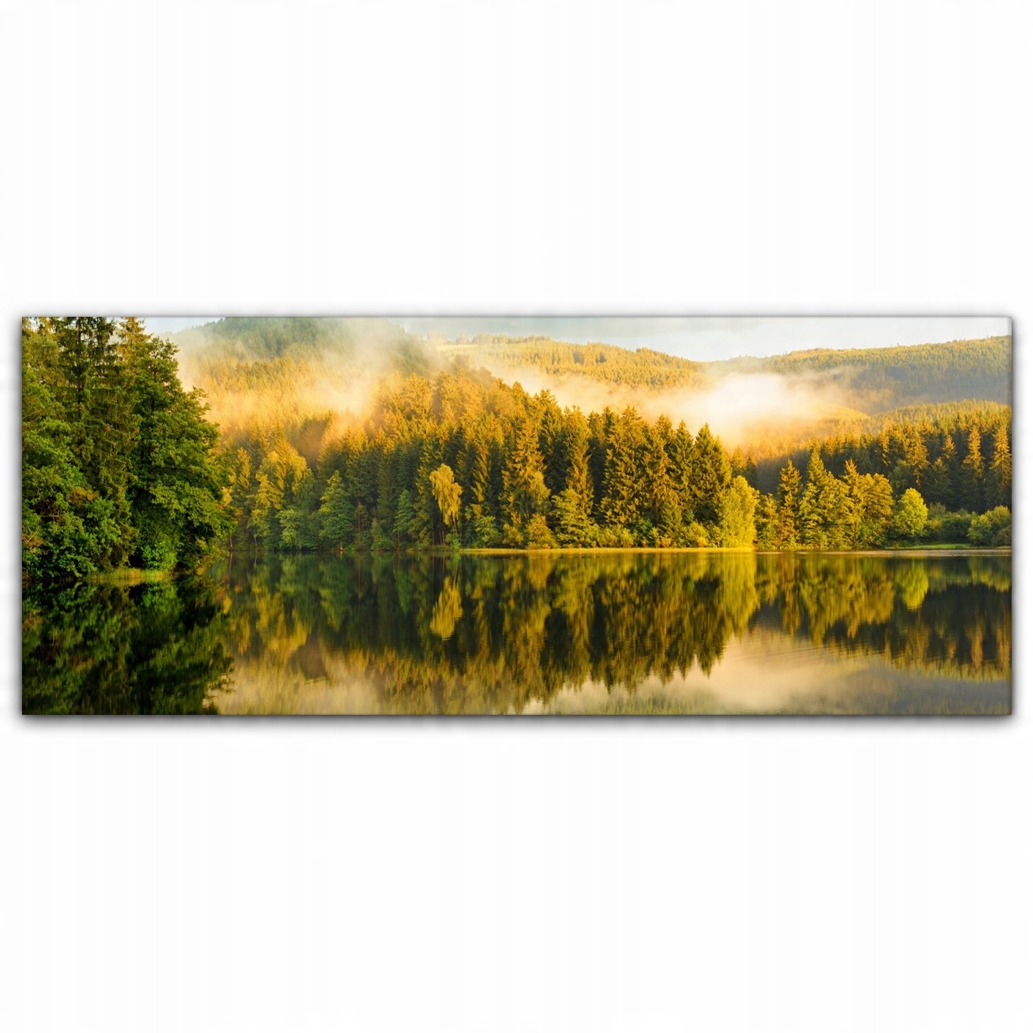 

Canvas na ramie na ścianę 125x50 Las Jezioro Mgła