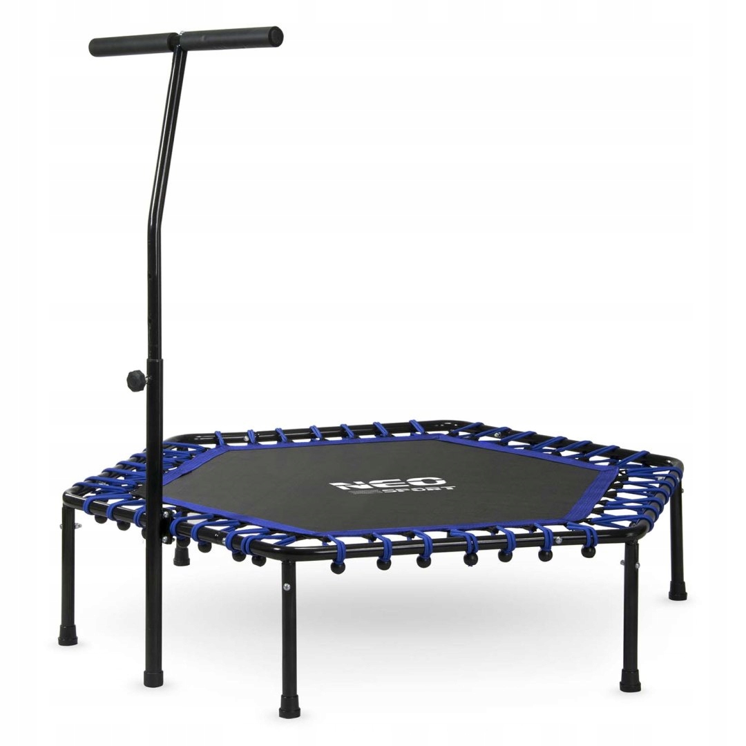 Fitness trampolína 127 cm Neo-Sport s nastavitelnou rukojetí, 100 kg, guma modrá