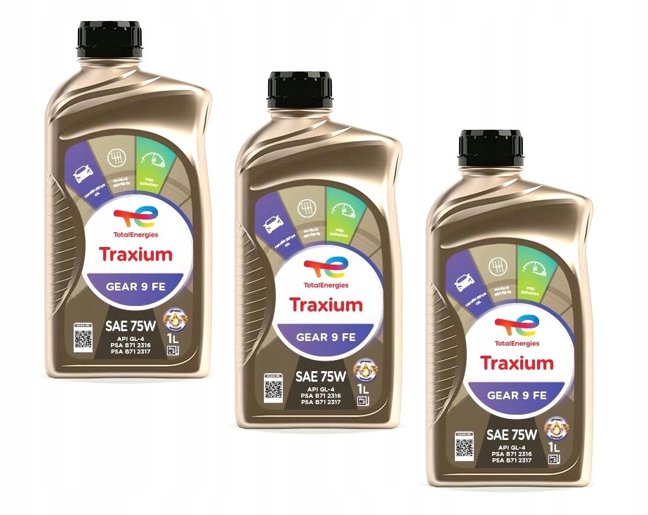 3x Olej przekładniowy Total Traxium Gear 9 Fe 75W 1L