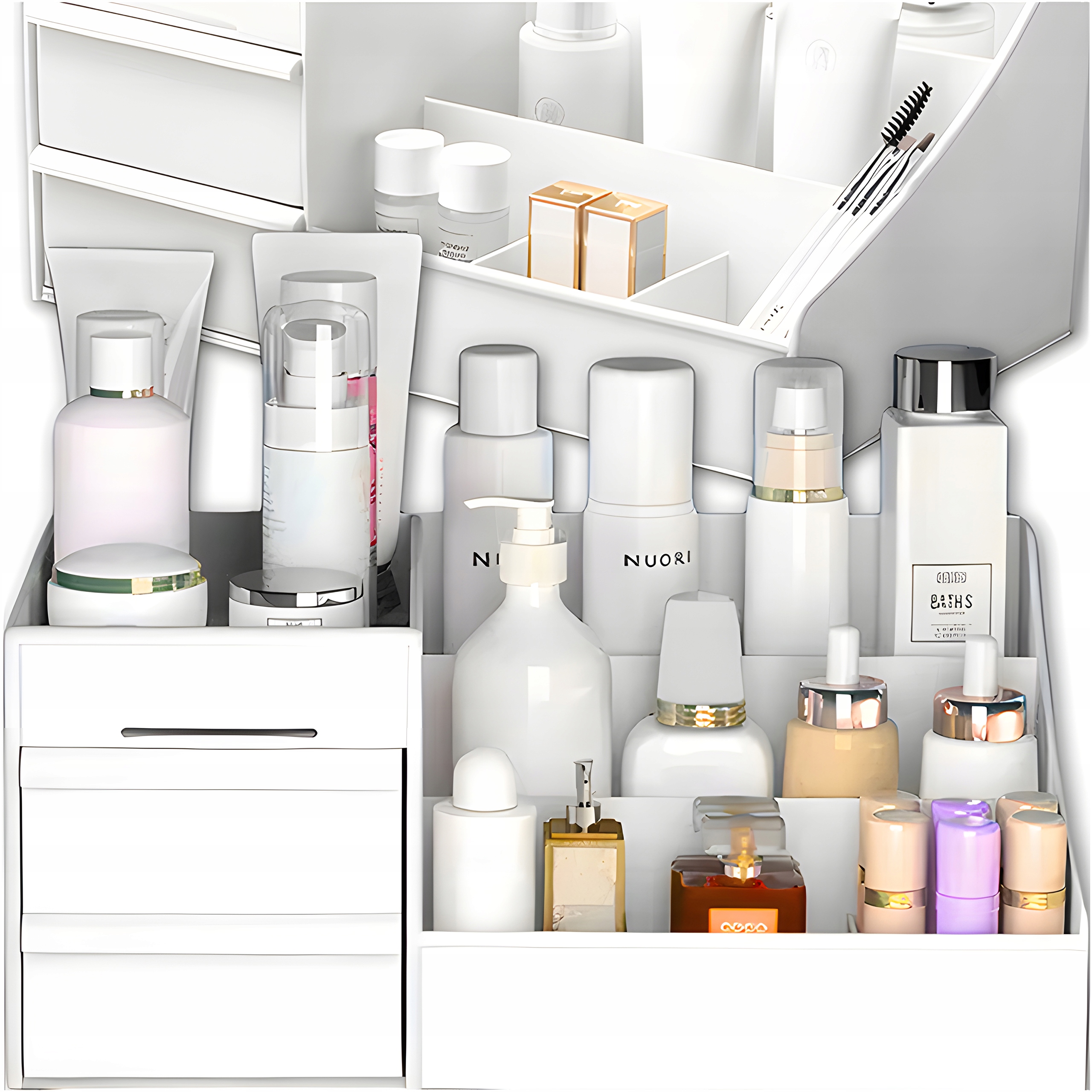 SZKATUŁKA ORGANIZER NA KOSMETYKI POJEMNIK KUFEREK NA BIŻUTERIE 2 SZUFLADY