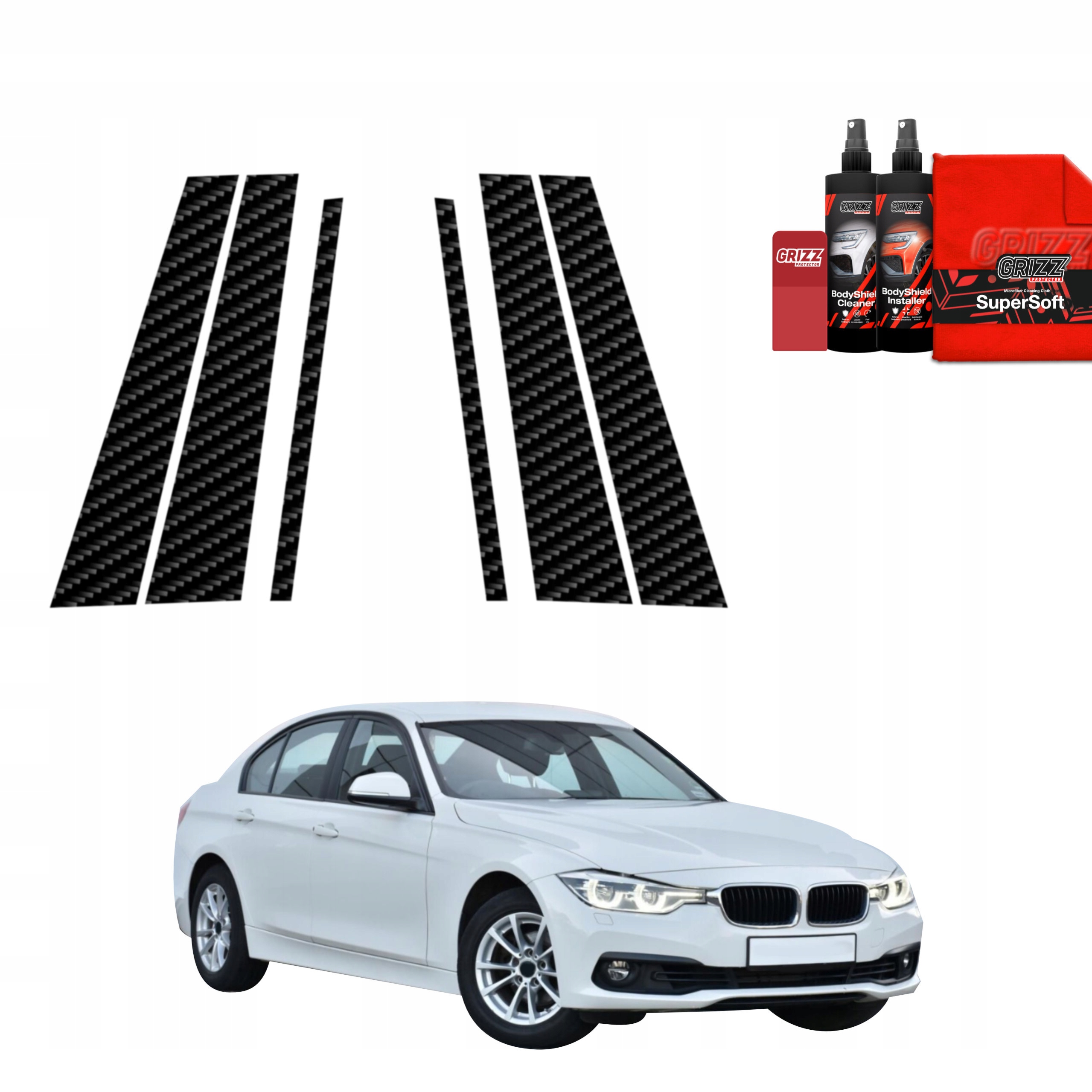 6v1 Fólie na sloupky pro Bmw 3 F30 Sedan LCI (2015-2018)