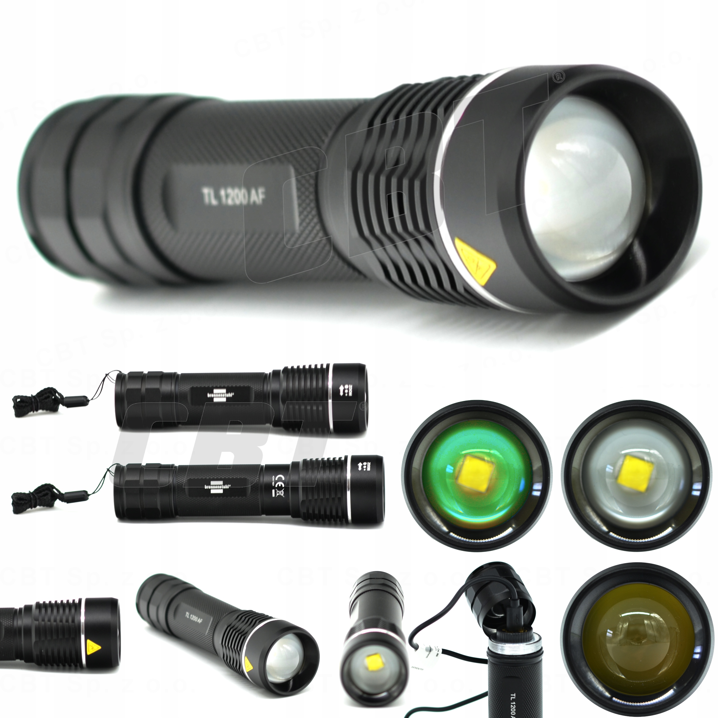 Latarka Lampa Led Akumulatorowa Usb-c Ręczna Taktyczna 1250 LM Soczewka