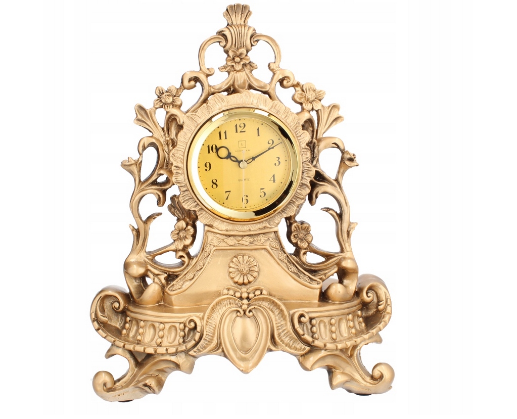Krbové hodiny zlaté Livello zdobené luxusnou zlatou dekorácia