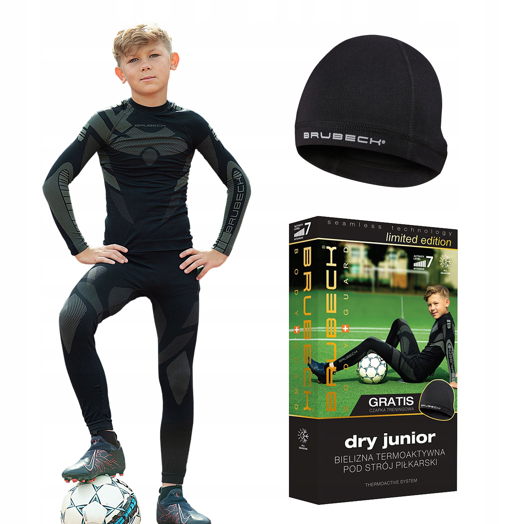 Bielizna termoaktywna dziecięca Brubeck Dry Junior Komplet Czapka 140/146
