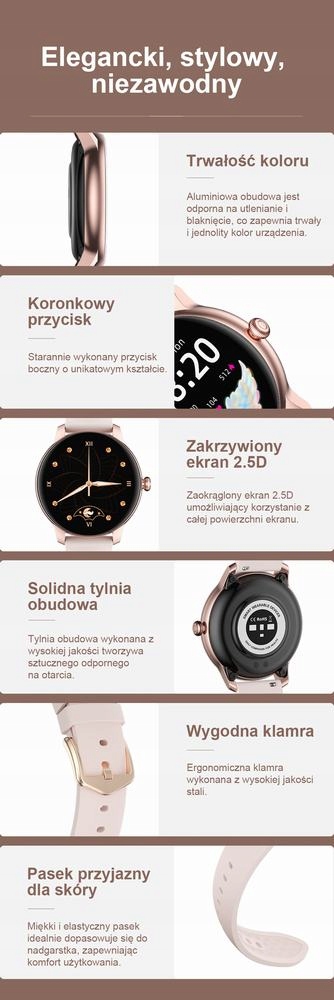 DAMSKI SMARTWATCH G.ROSSI SEN PULS KROKI FB SMS Model SW020-4