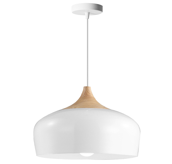 Moderní Závěsná Lampa Bari Dřevo Velká Bílá Do Kuchyně Nad Stůl