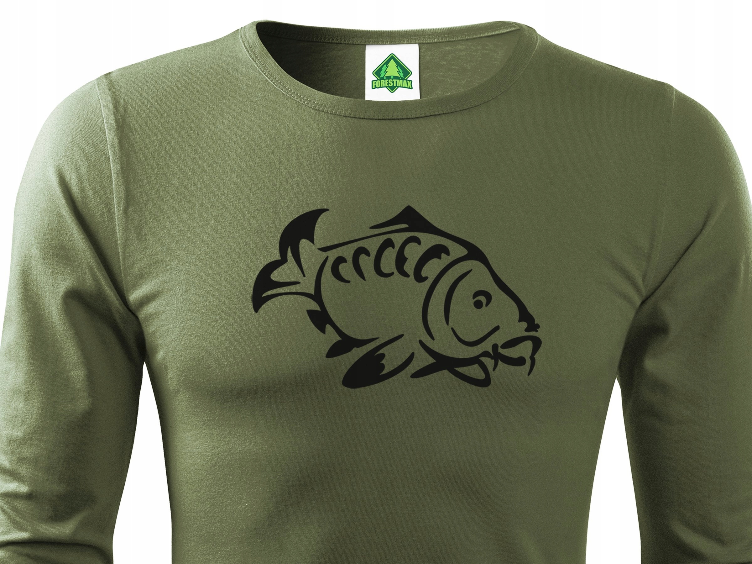 

Wędkarska bluza longsleeve khaki nadruk Karpia