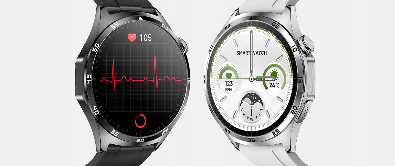 SMARTWATCH ZEGAREK CIŚNIENIOMIERZ EKG GLUKOZA GLIKEMIA HRV ROZMOWY MENU PL Materiał paska inny